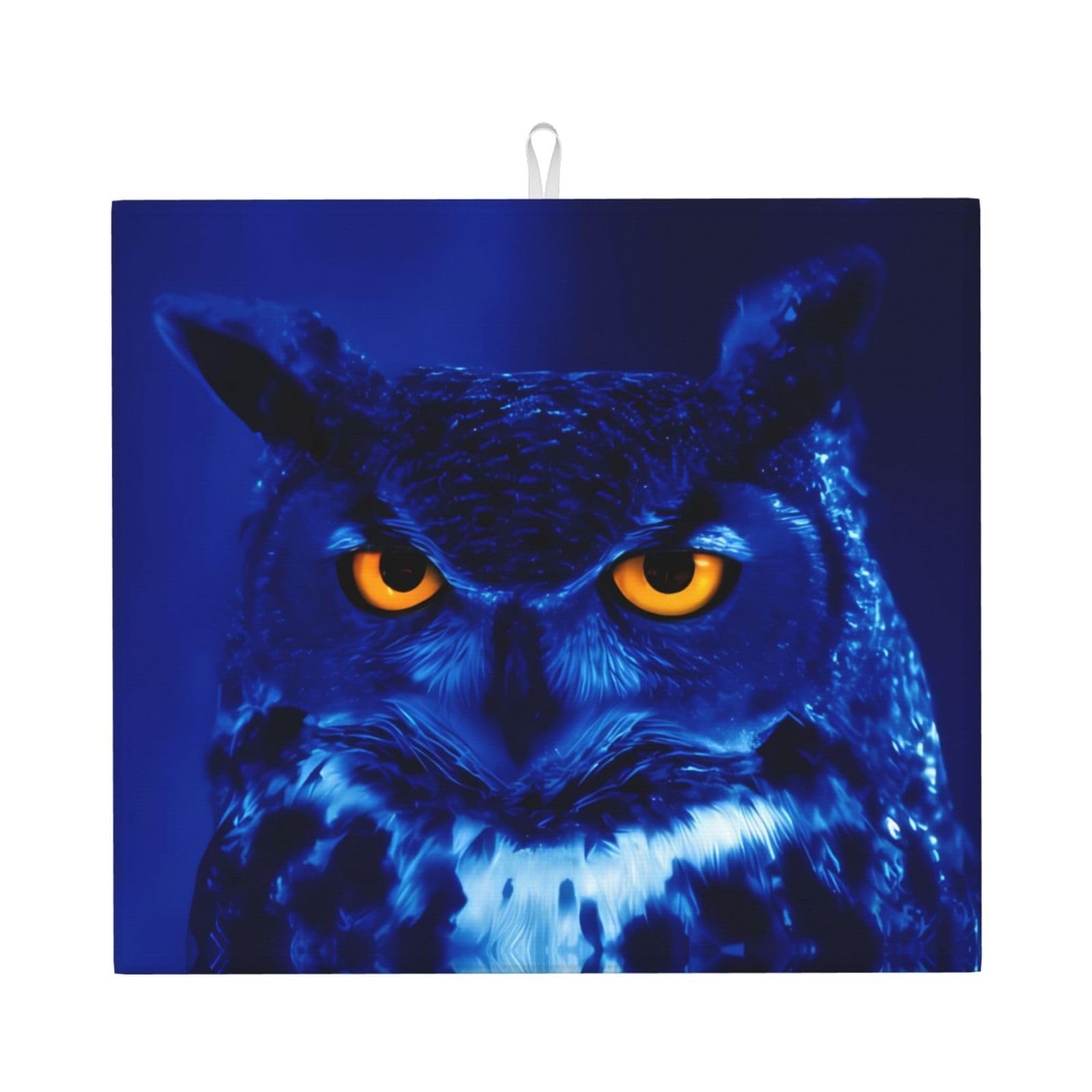 Yyhwhjde Black Blue Owl Prints Kitchen Drying Mat – Absorbent Dish Throw For Countertop, Non-Slip Quick-Dry Layer With Vibrant Prints, Ideal For New Home Gift