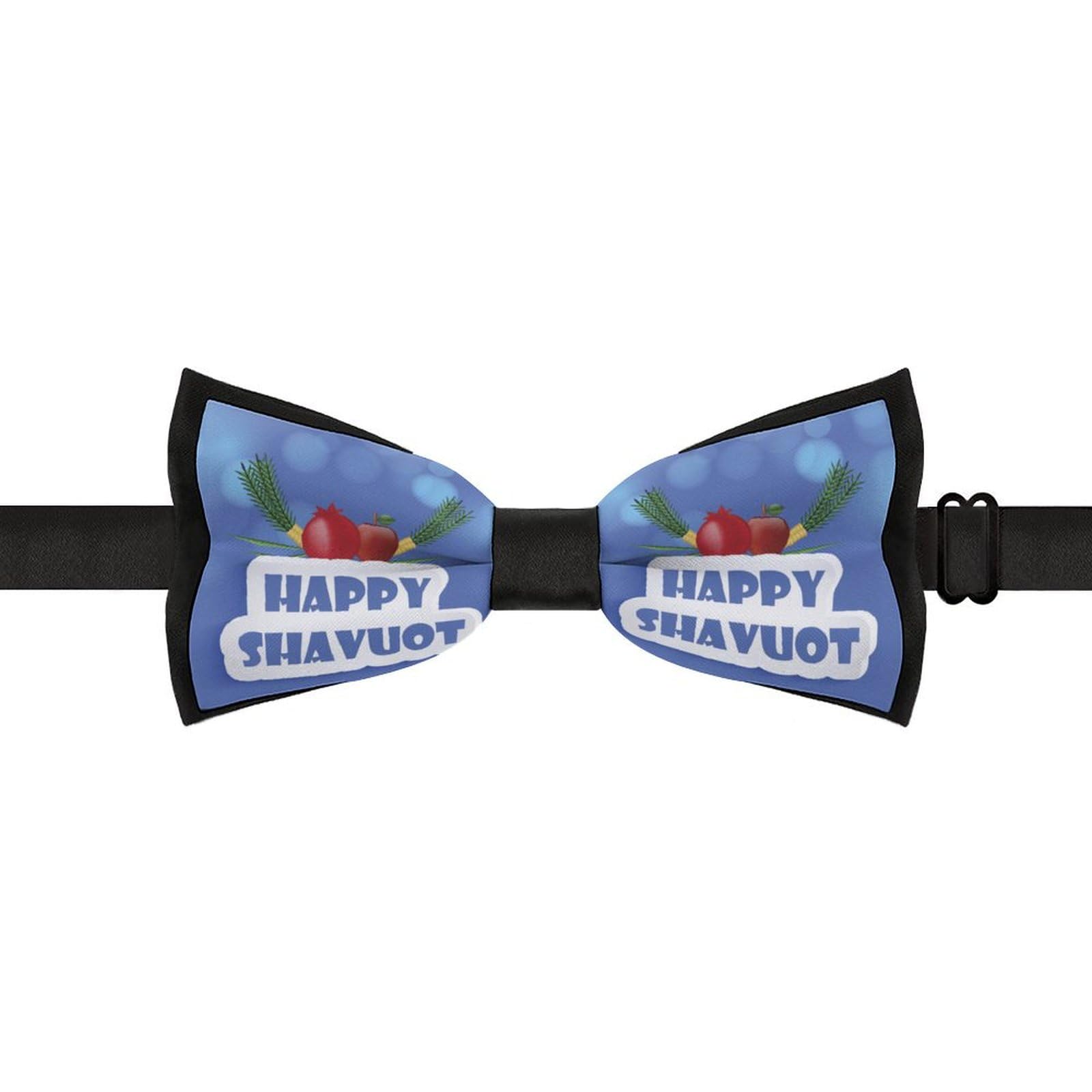 GoasNei Happy Shavuot Jewish Holiday Bow Tie for Men Adjustable Necktie Funny Tie Neck Ties for Weddings Party