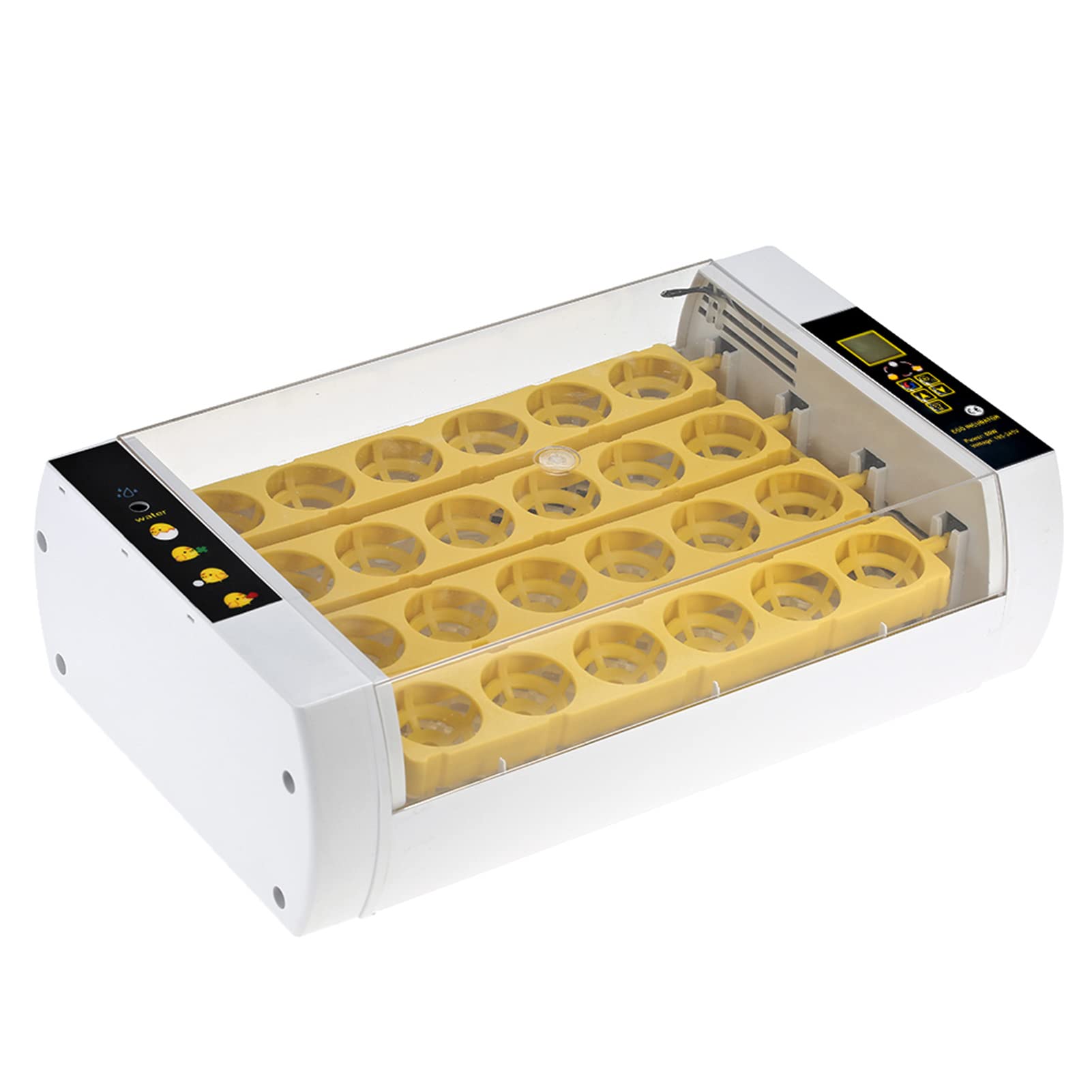 Homtoozhii Digital Egg Incubator 24 Eggs Auto Temperature Control Auto Egg Turning Alarm Function LED Light for Observing Growth Automatic Poultry Hatcher for Chickens Ducks Quail Birds 220V UK Plug