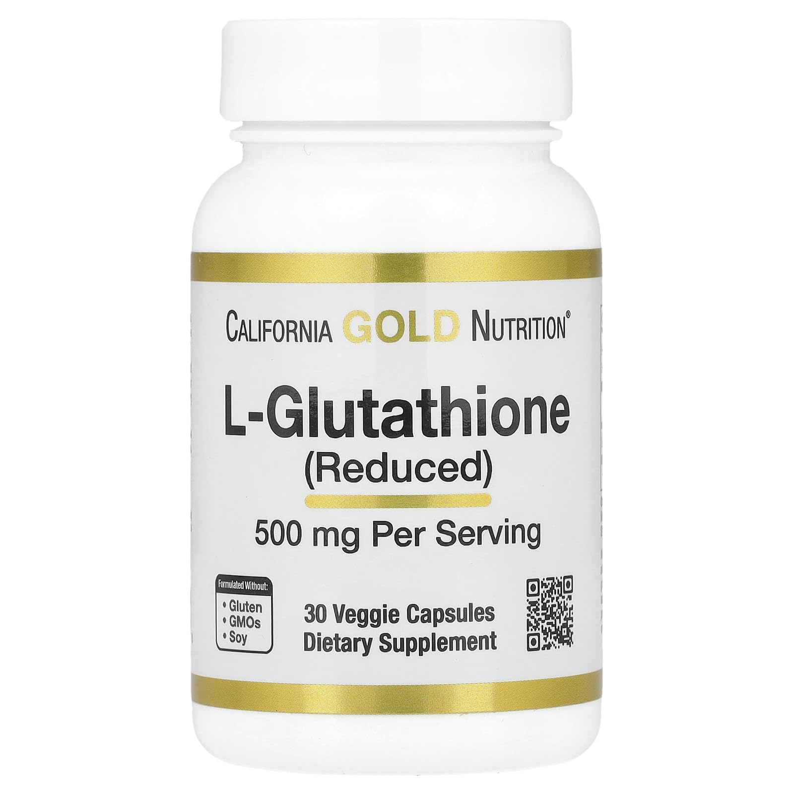 California Gold Nutrition L-Glutathione (Reduced), 500 mg, 30 Veggie Capsules