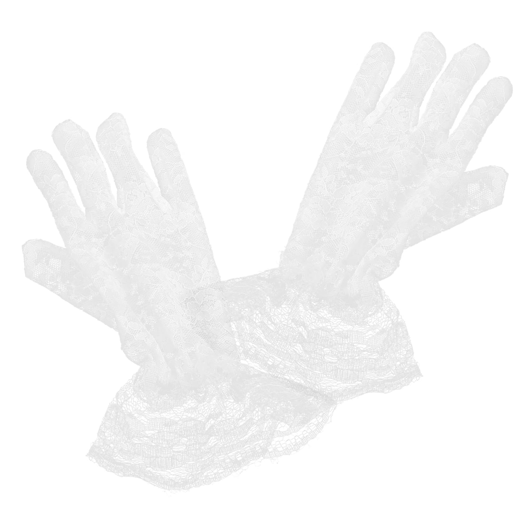 FOMIYES Elegant White Lace Gloves for Little Girls Set of 2 for Banquets Parties and Stage Performances