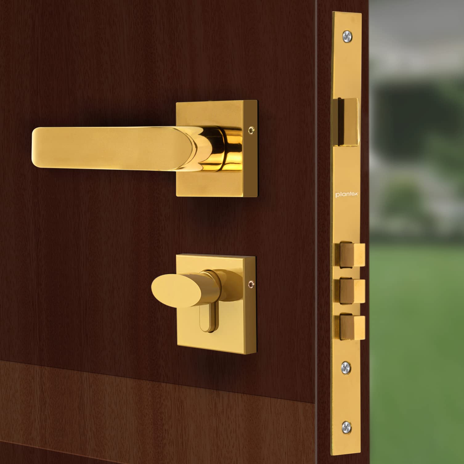 Plantex Triple Security Door Lock for Home/Main Door Lock Set with 3 Years of Warranty/Mortise Lock for Door with Brass Lock Body & Cylinder (7110 - Gold Finish) — Amazon image 3