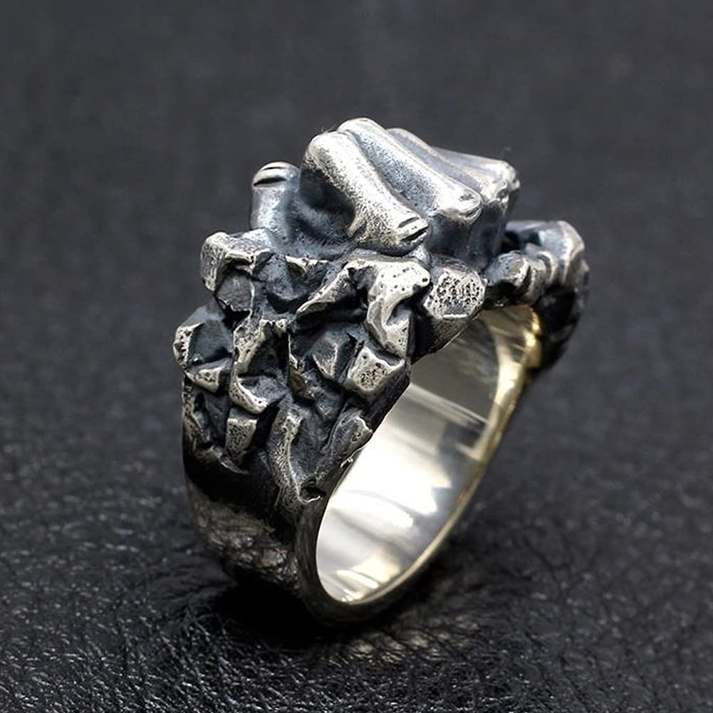 YABEME Herren 925 Sterling Silber Faustring, Vintage Solid Heavy Duty Personalisierte Boxhalle Sportliebhaber Schmuck Geschenk