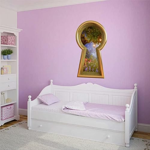 Calcomanía de pared extraíble en 3D con diseño de ojo de cerradura de árbol de cuento de hadas, portal de fantasía, mural de pared para decoración