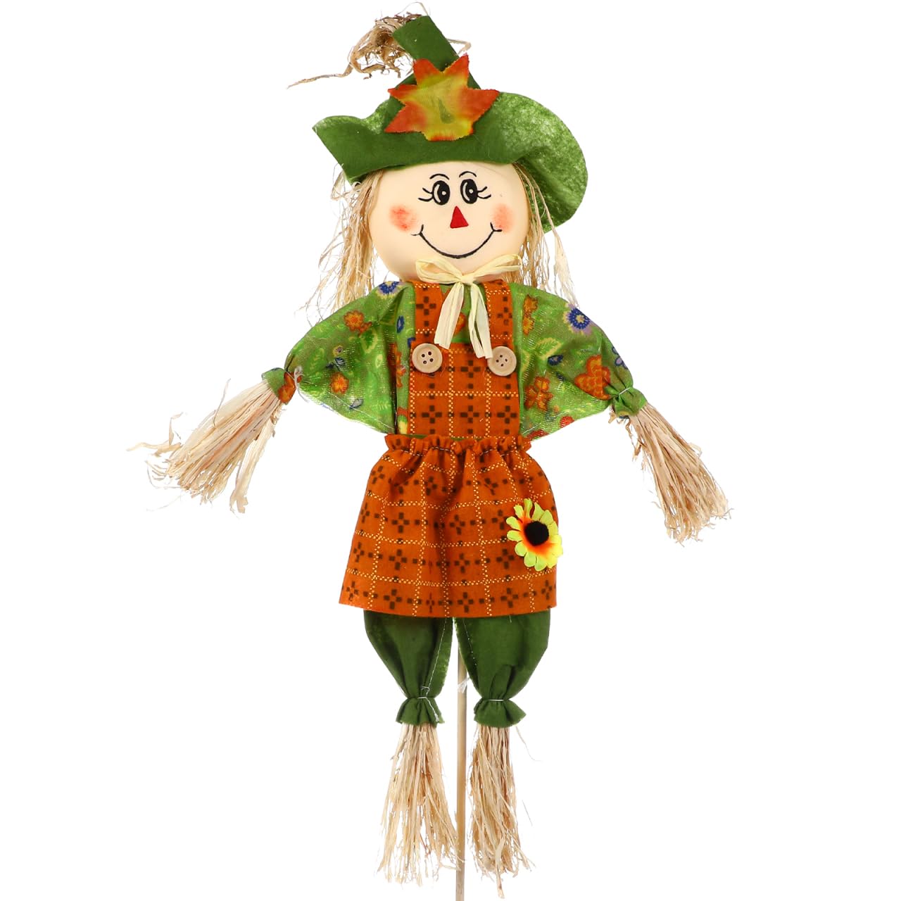 Yardwe Fall Thanksgiving Harvest Scarecrow: Autumn Scarecrows 70cm Tall Standing Scarecrow Figurines Garden Stake for Thanksgiving Party Outdoors Garden Decor(Girl)