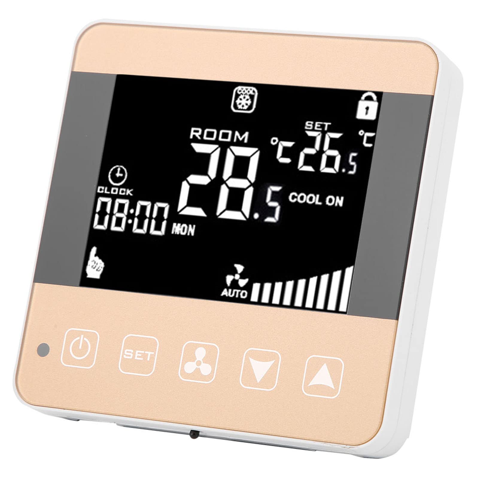 Anti-parasitage Thermostat Régulateur de température Climatiseur Central Intelligent avec écran LCD Ventilo-convecteurs pour climatiseur Central(WiFi Models, Pink)