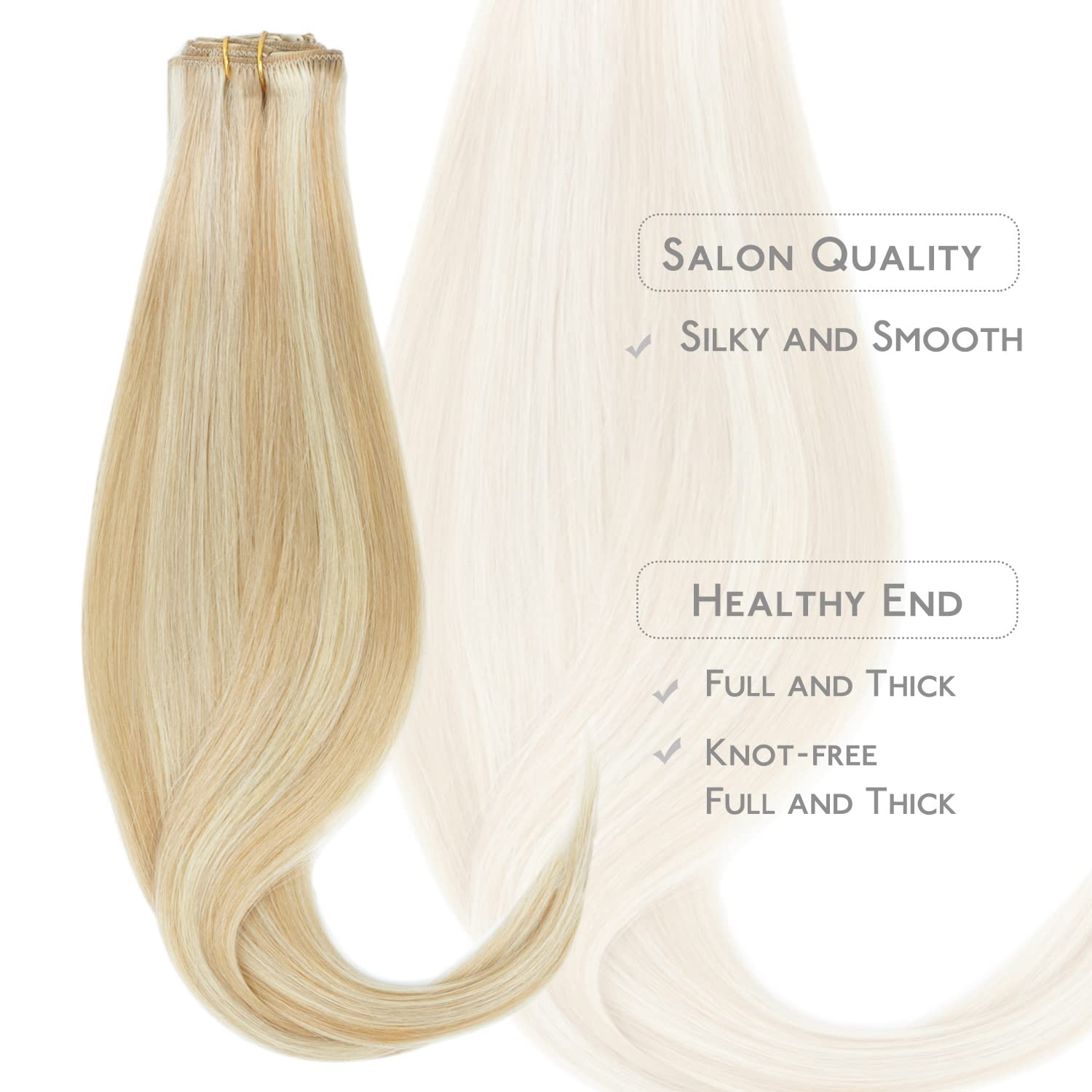 Wennalife Clip In Hair Extensions, 18 Inch 70g 7pcs Dirty Blonde Mixed Bleach Extensions Real Remy Human Natural Silky 1.0 count - Image 4