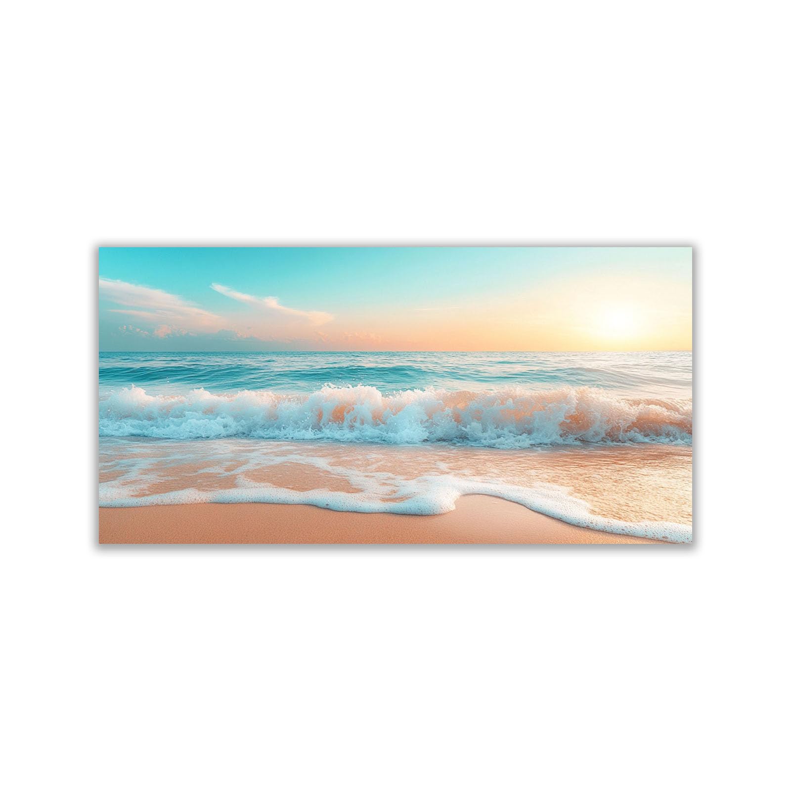 WIKEO Beach Canvas Wall Art Blue Sea Pictures Coastal Tropical Artwork Prints Pictures,for Bathroom Bedroom Living Room Home Office Wall Decor(Orange 3)-40x80cm Unframed