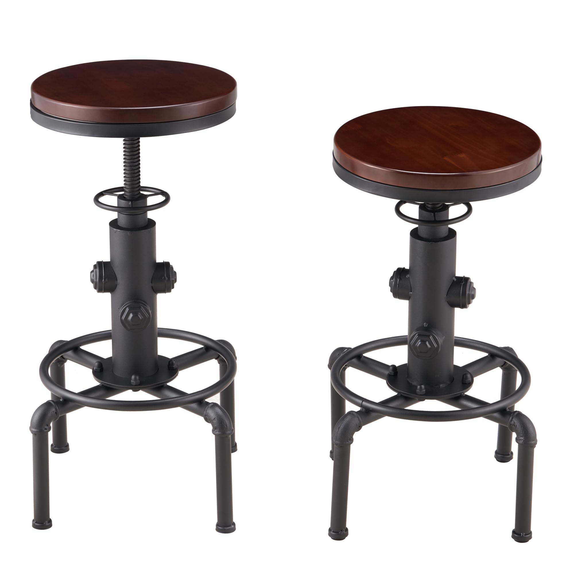 Dragosum Industrial Bar Stools Set of 2 Counter Height Bar Stools
