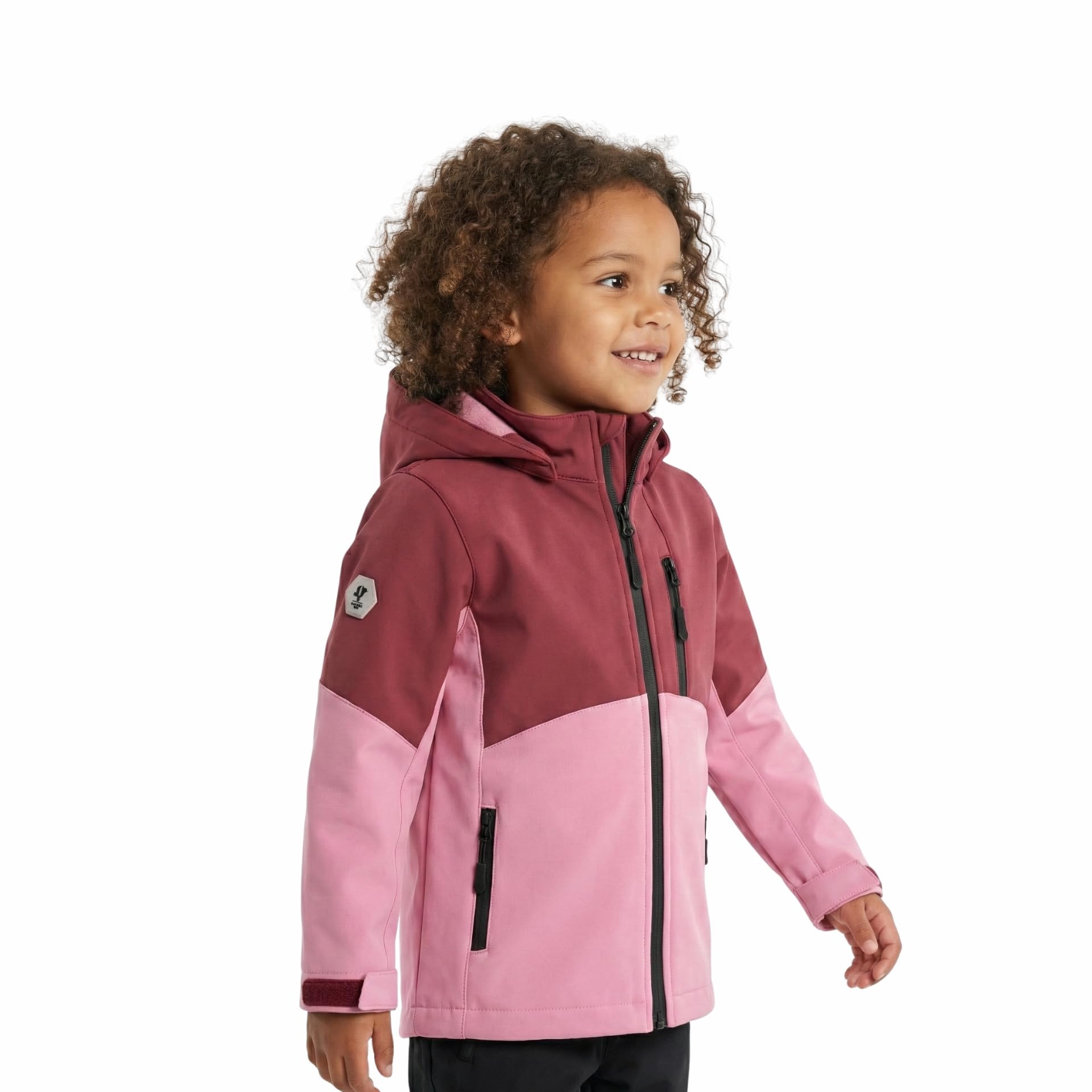 Veste softshell coupe‑vent imperméable avec capuche pour enfants filles et garçons, Doublure en polaire pour printemps automne en plein air. Matière Imperméabilité de 5000mm sans PFC.