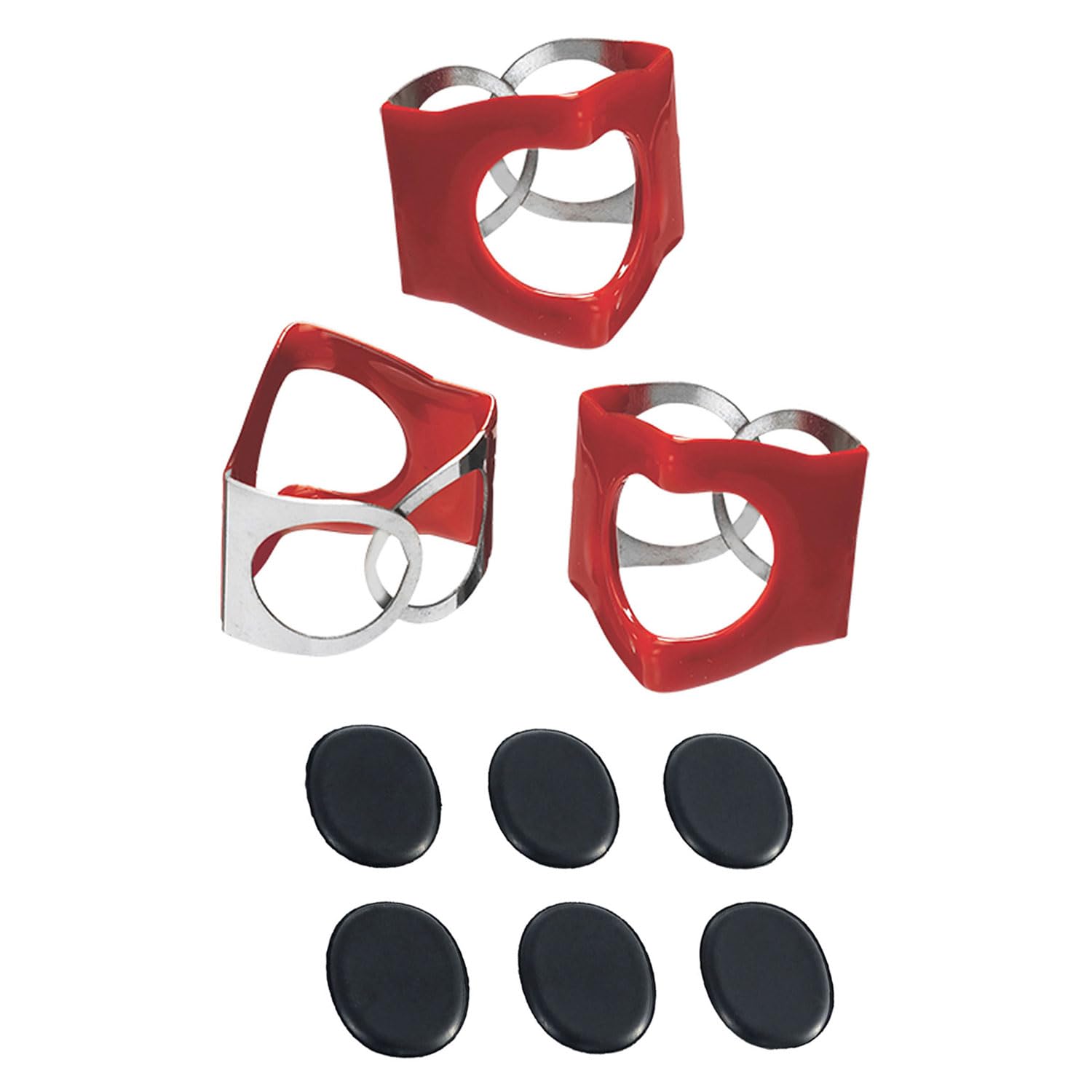 PinchClip Beckenklammer Schnellverschluss Beckenmutter 3er Set Rot mit keepdrum Dämpfer Pads