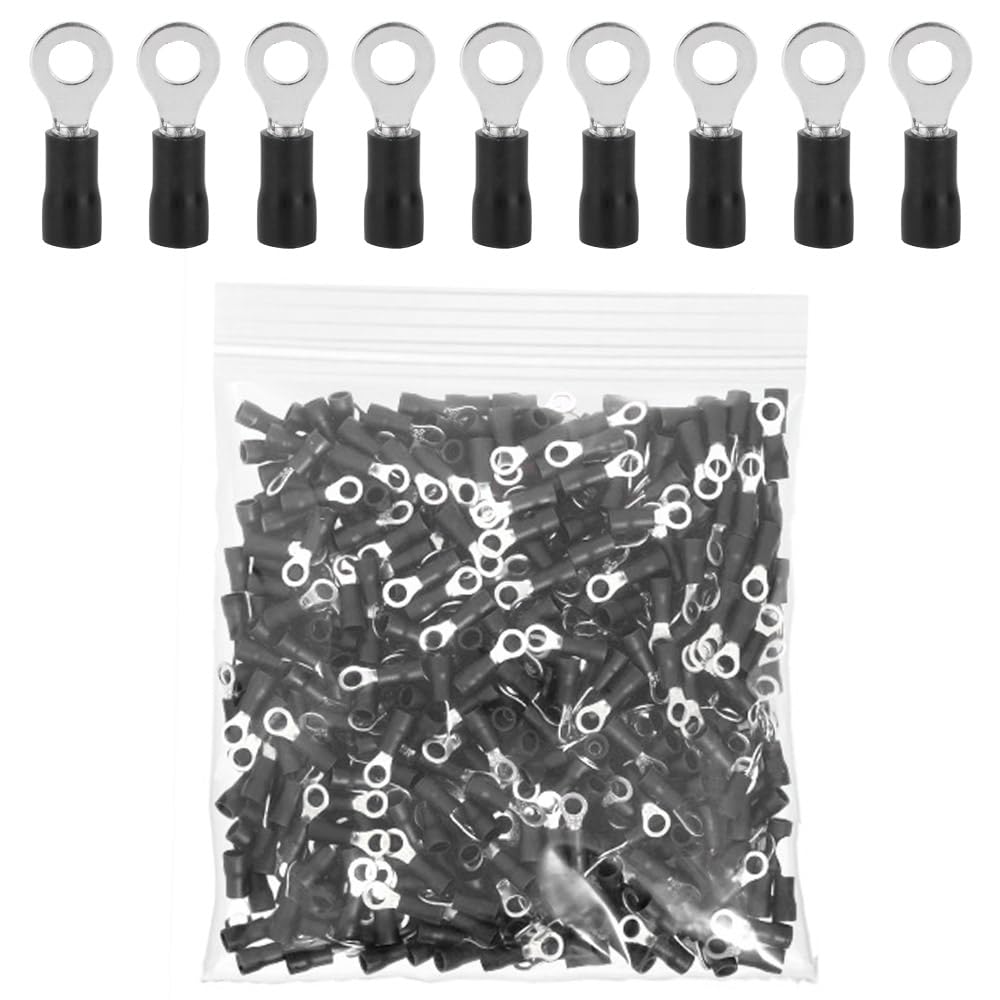 ETOPARS 100Pcs Black M12 Ring Wire Connectors 13mm Car Ring Insulated Terminal Connector Copper Butt Crimp Connectors 12-14 AWG Crimp Wire Electrical Crimp Cable Connector Kit — image 1