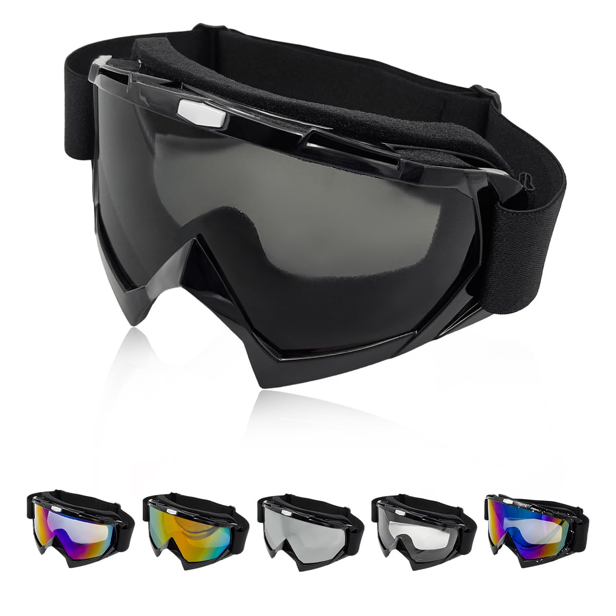 Ohleats Dirt Bike Goggles, Windproof & Dustproof Ski Racing Goggles, Men Women Safety ATV Goggles Motorcycle Accessories (Gray)