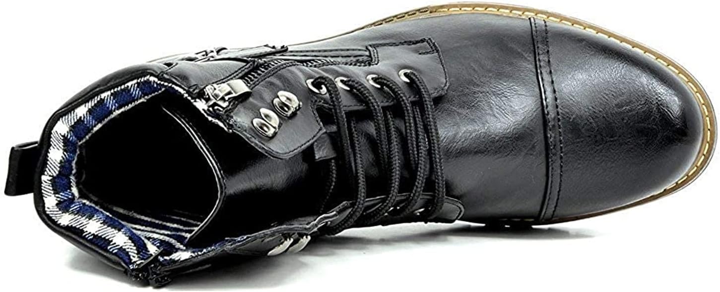 Men's Motorcycle Combat Boots Zipper Biker Boot