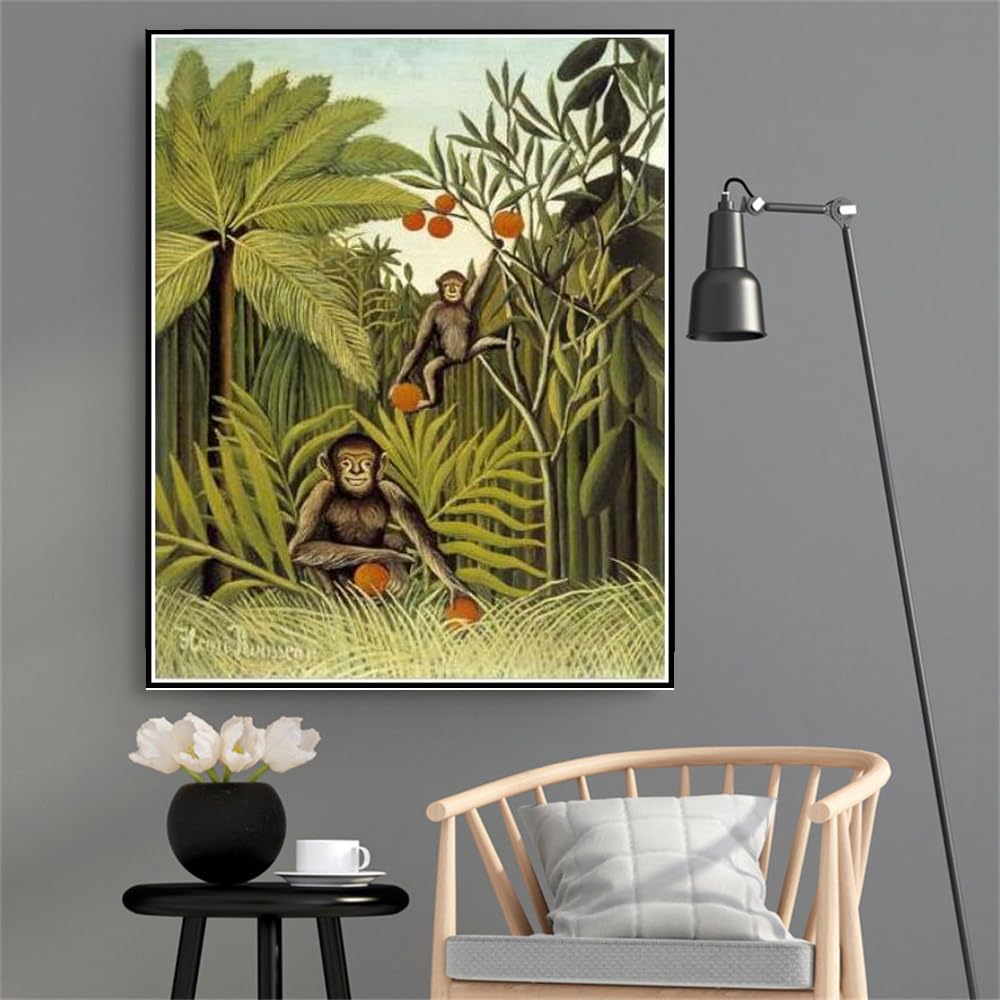 Amazon | アンリ・ルソーの「ジャングルの中の猿」の絵﹣フルラウンド