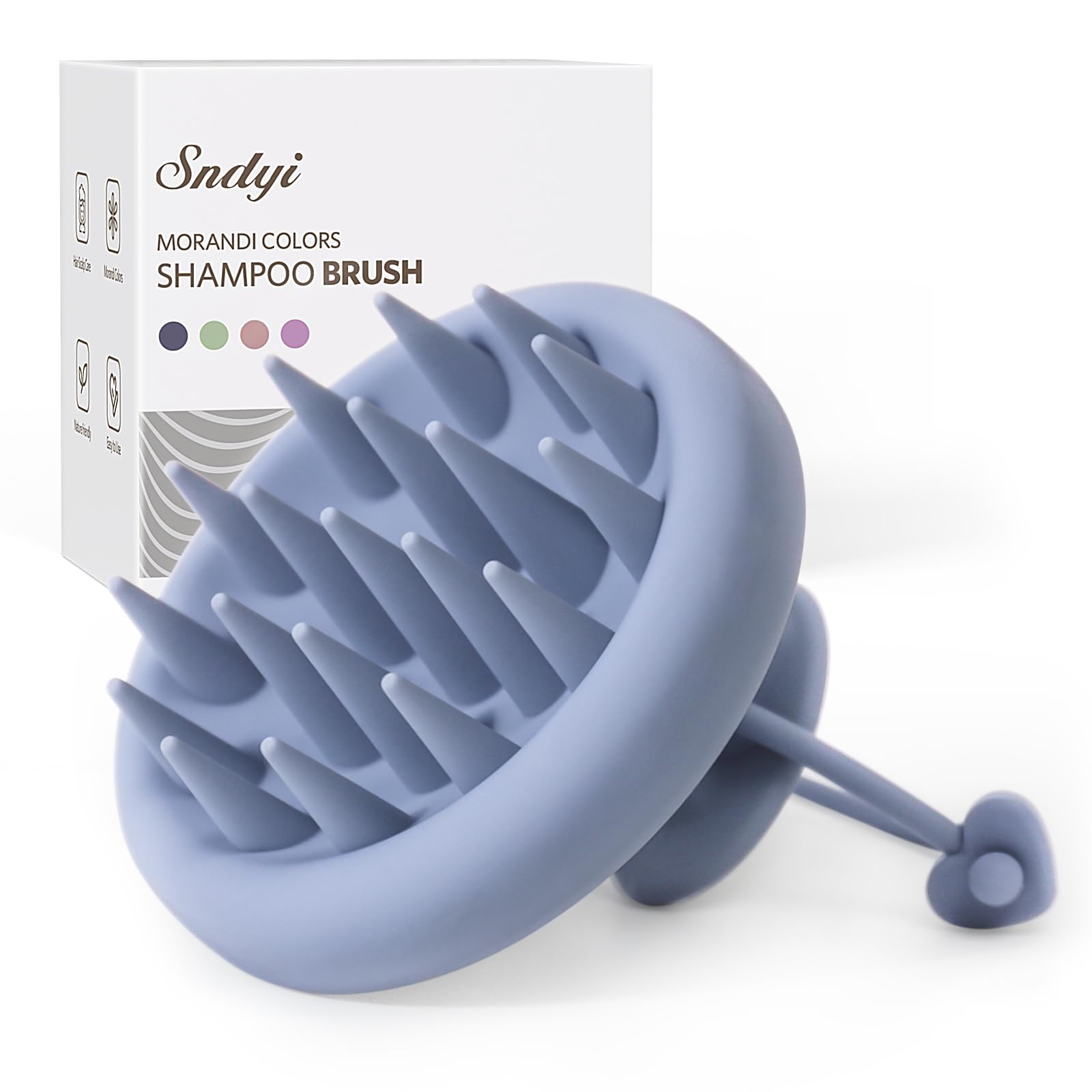 Sndyi Hair Leather Massager Brush [Wet & Dry] - Shampoo Brush with Soft Silicone Bristles, Hair Leather Brush for Removing Dandruff and Growing Hair, Blue