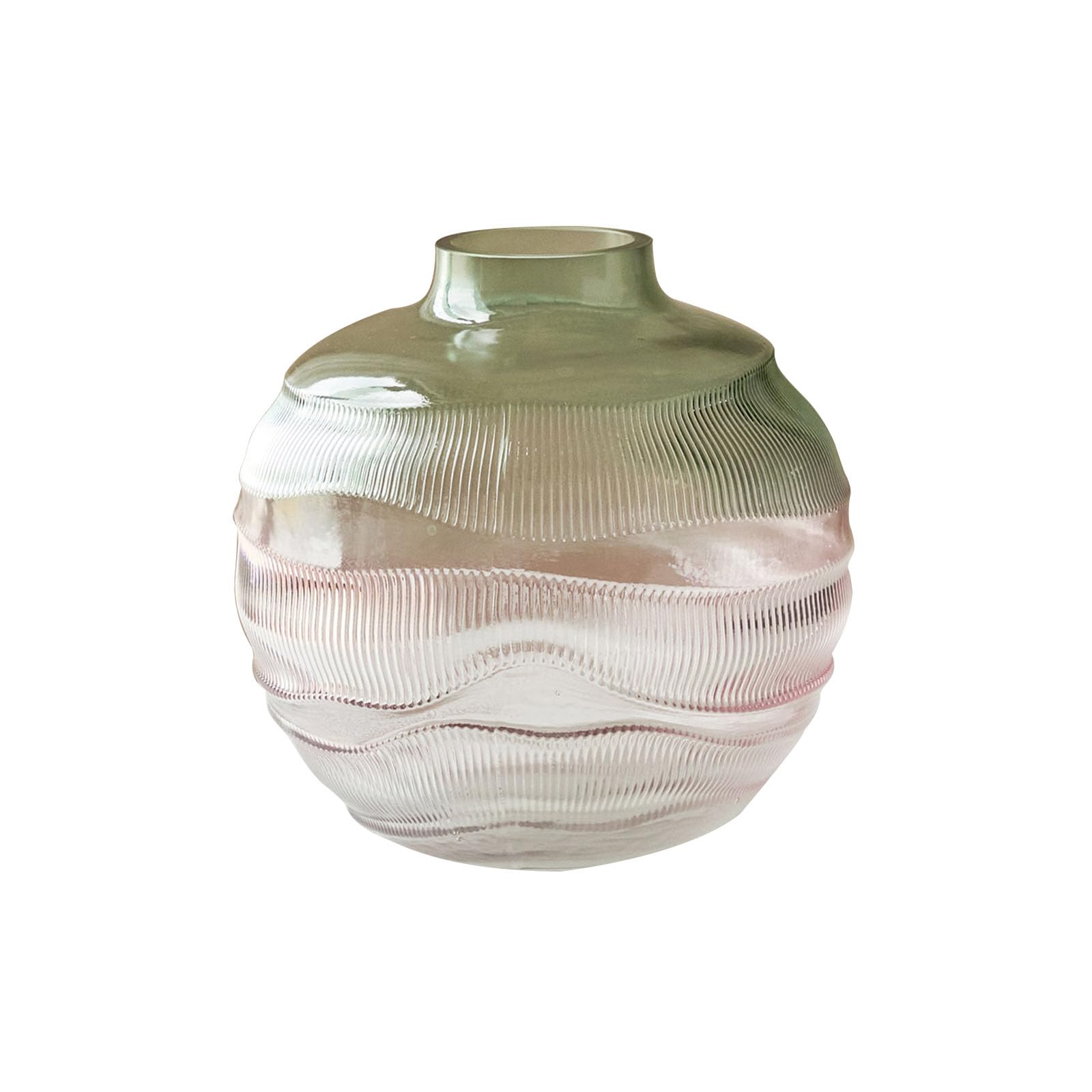 Gradient Color Countertop Vase, Creative Glass Vase, Ornament for Roses, Orchids, Chrysanthemums, Lilies, Eucalyptus, Height 19.5CM(Size:H19.5CM,Color:Green Pink)
