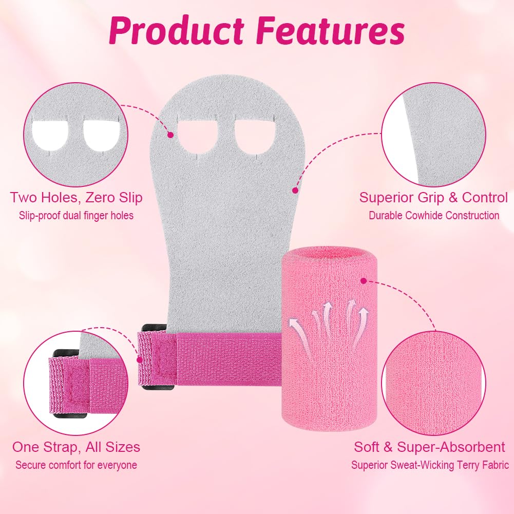 DiULi Almohadillas de Agarre para Niños, Juego de Calleras para Crossfit, Gymnastic Hand Grips, Muñequeras de Toalla Incluidas, Protección de Manos, para Cross Training Calistenia y Gimnasio - 4