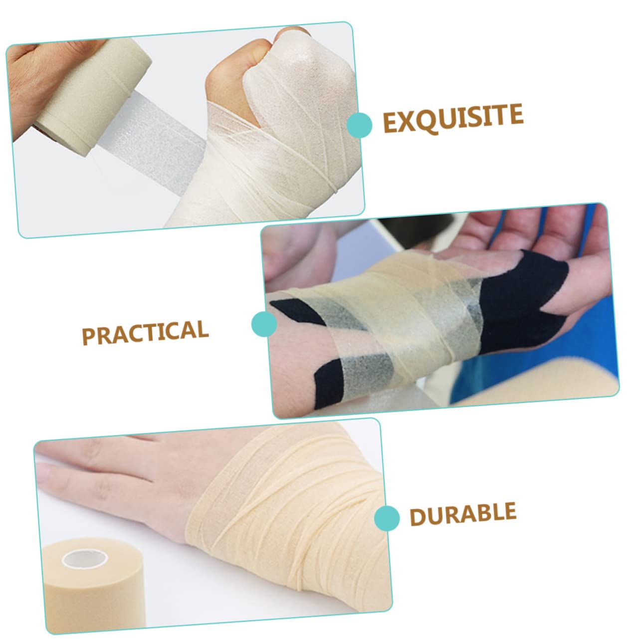 Beavorty 1 Roll Sports Tape Double Glasses Case for Women Athletic Tape for Ankles Pink Wristbands Football Tape Basketball Wristband Athletic Tapes Wrist and Ankle Tape Sponge Khaki