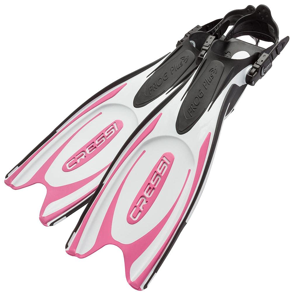 CRESSI Frog Plus Fins White/Pink XS/S (35/38 EU) - Aletas Ajustable para Buceo Snorkel Apnea, Blanco/Rosa, XS/S (35/38 EU), Mujer