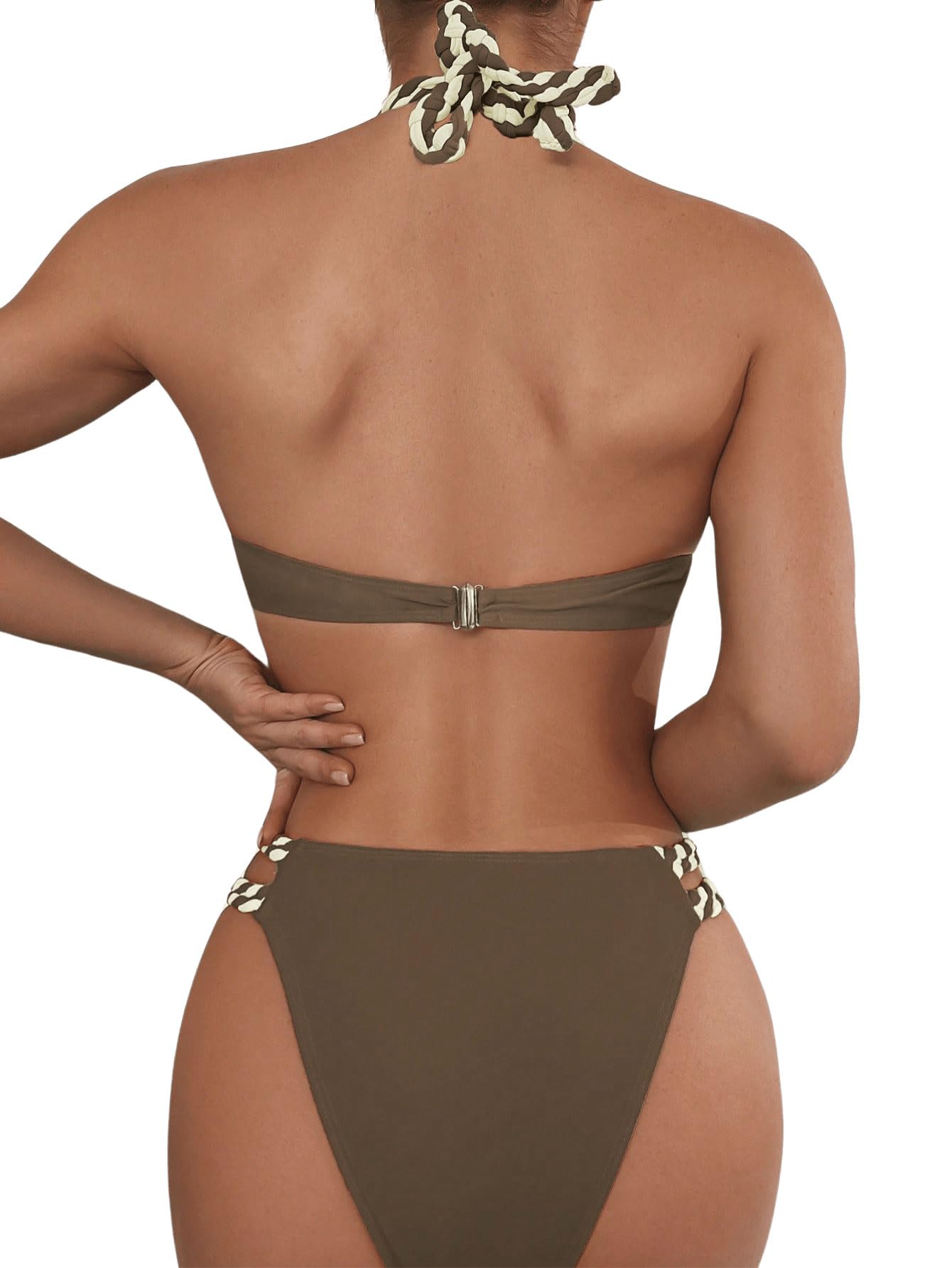 GORGLITTER Push Up Bikini Damen Set Mit Bügel Brazilian String Bikini | Bikini Damen Set Push Up, Tanga Bikini Set, Neckholder Bikini, Brazilian Style, High Waist Bikini