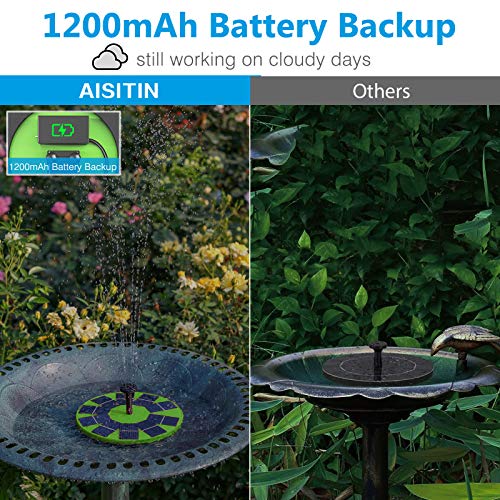 AISITIN Fontein op zonne-energie, met 3,0 W, groen zonnepaneel, vijverpomp, waterpomp op zonne-energie, drijvende fonteinpomp met 6 fonteinstijlen voor tuin, vogelbad, visreservoir - Image 6