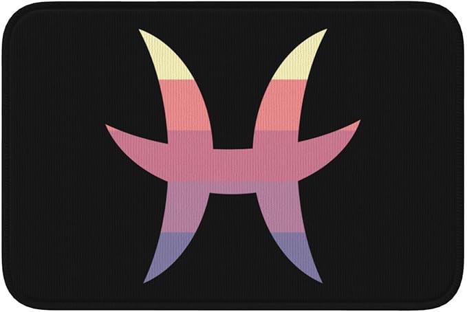 Zodiac Sign Pisces Symbol Bathroom Rugs 24 X 16 Inches Absorbent Non Slip Door Mats Bath Mat Home Decor