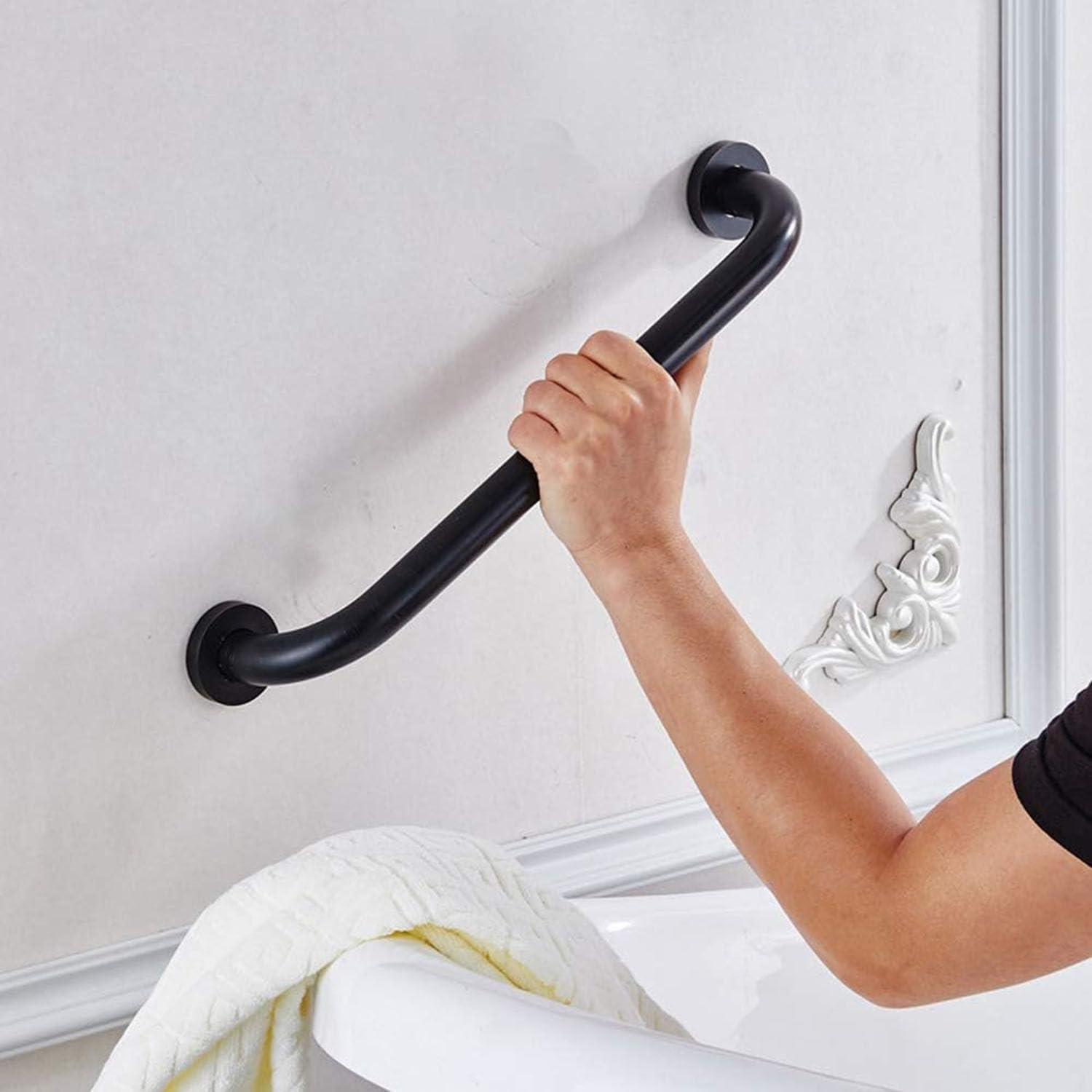 Badezimmer Sicherheit Haltegriff, 30 cm Edelstahl Haltegriff Schwarz Rutschfester Handlauf Für Badewanne Küche Schlafzimmer Dusche Handtuchhalter/a/100Cm