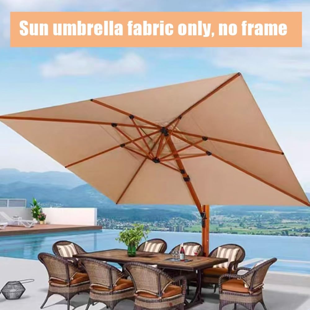 3x3.0m Telo Di Ricambio Per Ombrellone Decentrato, Copertura Di Ricambio Per Parasol Quadrato, Tessuto Per Ombrelloni Da Giardino Mercato(Khaki,3x3.0m/9.8x9.8ft)