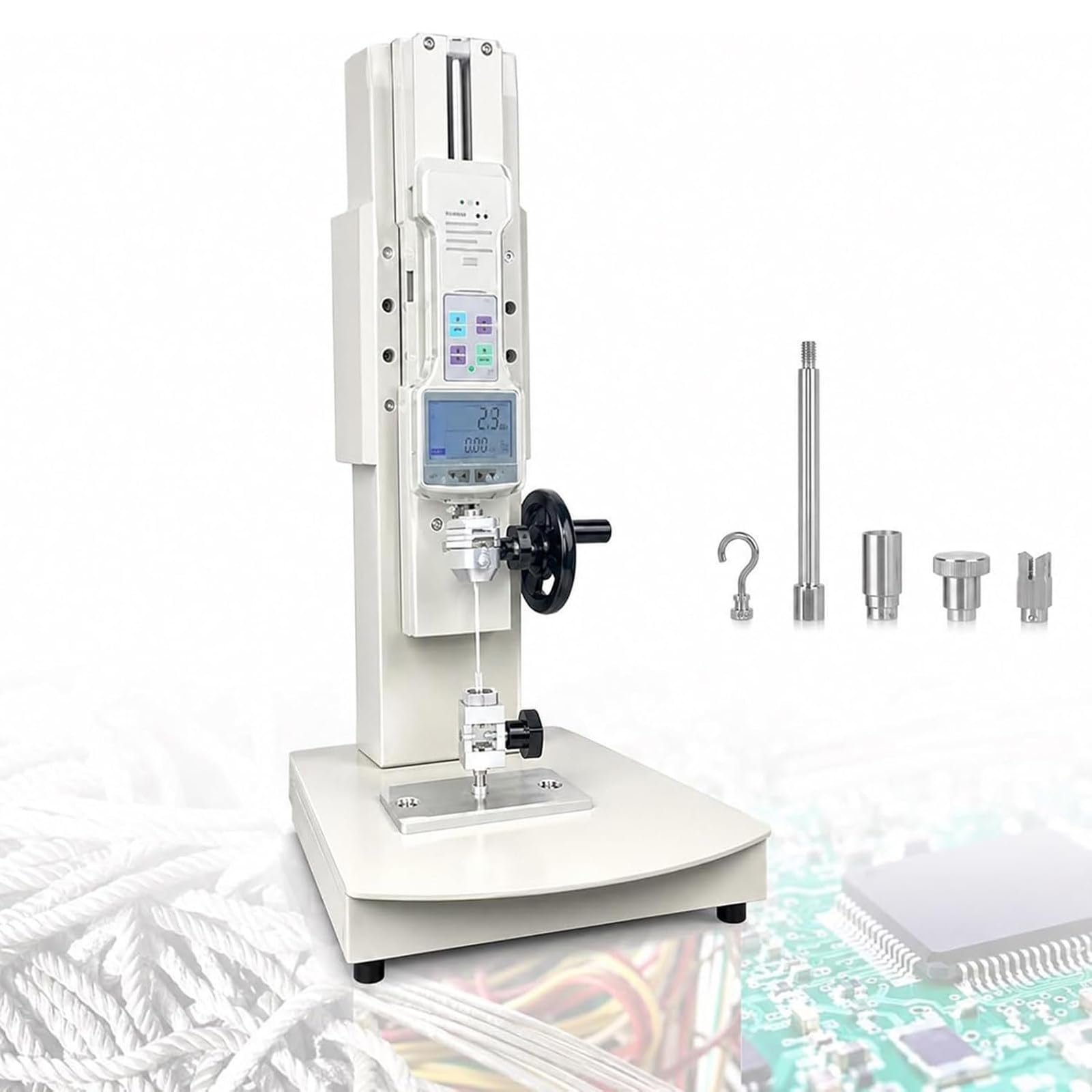 Tester Digitale Banco per Trazione E Compressione (10-1000 N) con Azionamento Manuale A Manovella, Corsa 270 Mm; Dinamometro Digitale Portatile Risoluzione 0,01 N / 0,001 Kgf Withruler-2000N