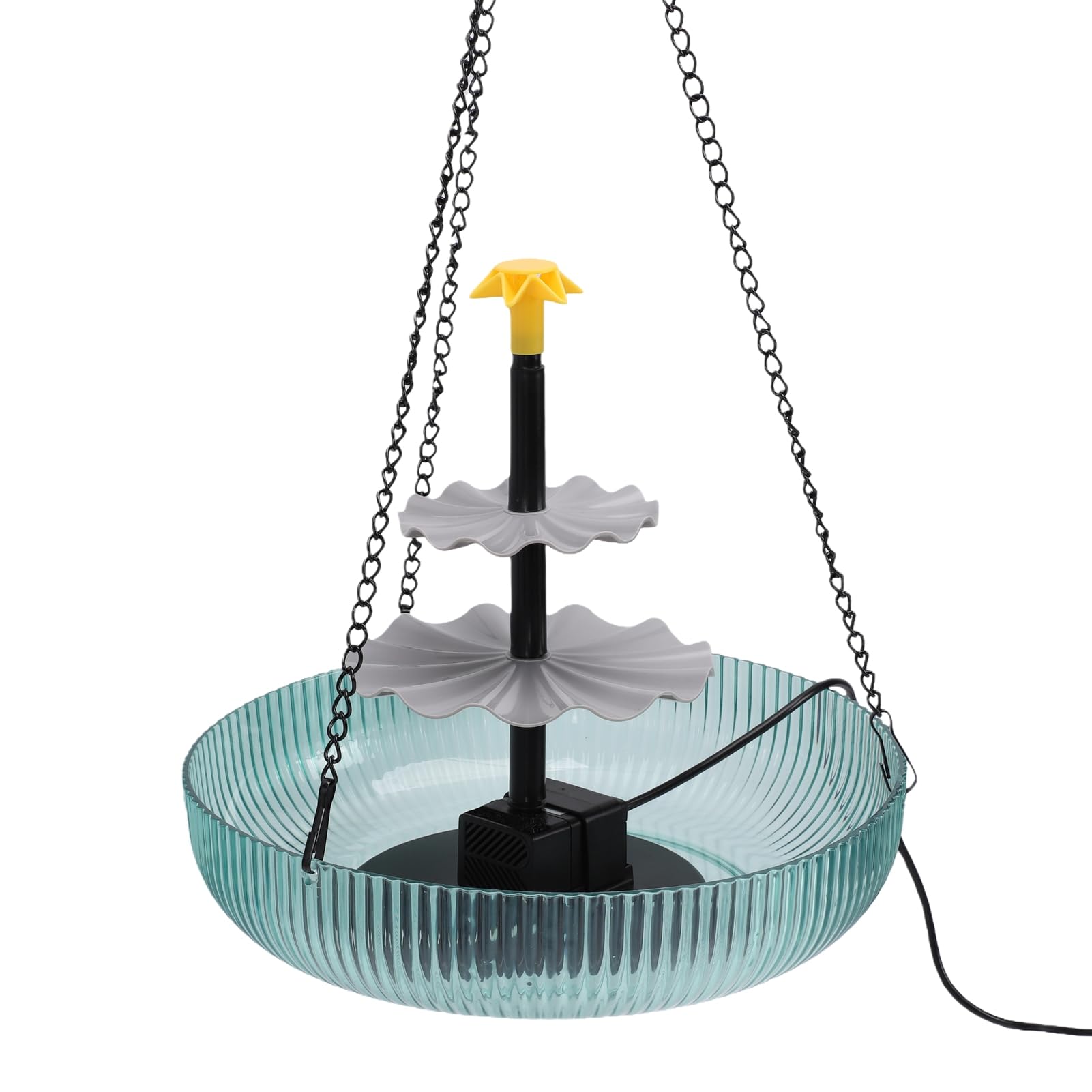 ASHATA Fuente para Baño de Aves Colgante Solar con 3 Niveles en Cascada
