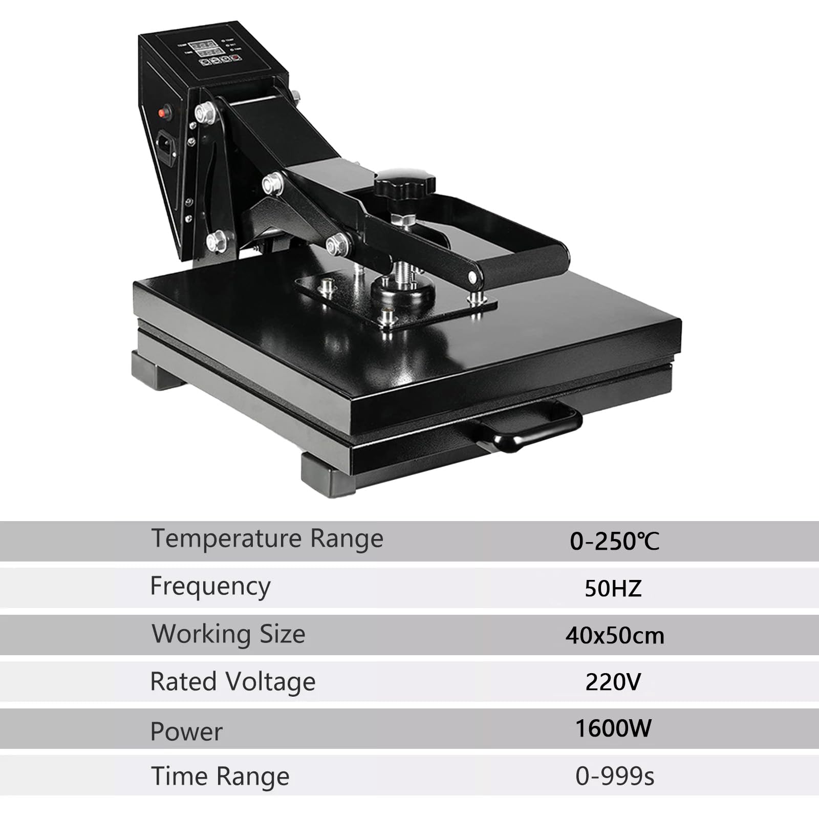 Prensa Térmica 40x50cm 2000W Calentamiento Rápido Prensa de Calor por Transferencia por Sublimación Digital e Industrial para Camiseta, Bolso, Almohada