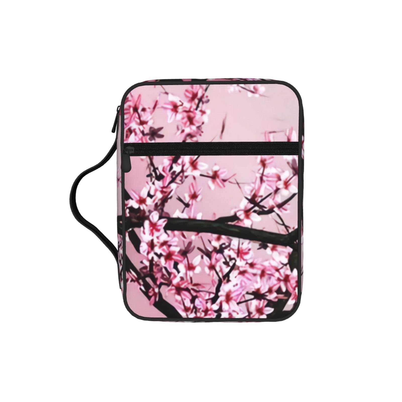 Pink Flower Tree Bible Cover Case Waterproof Bible Bag With Handle Organizer Storage Book Cover For Bible Study