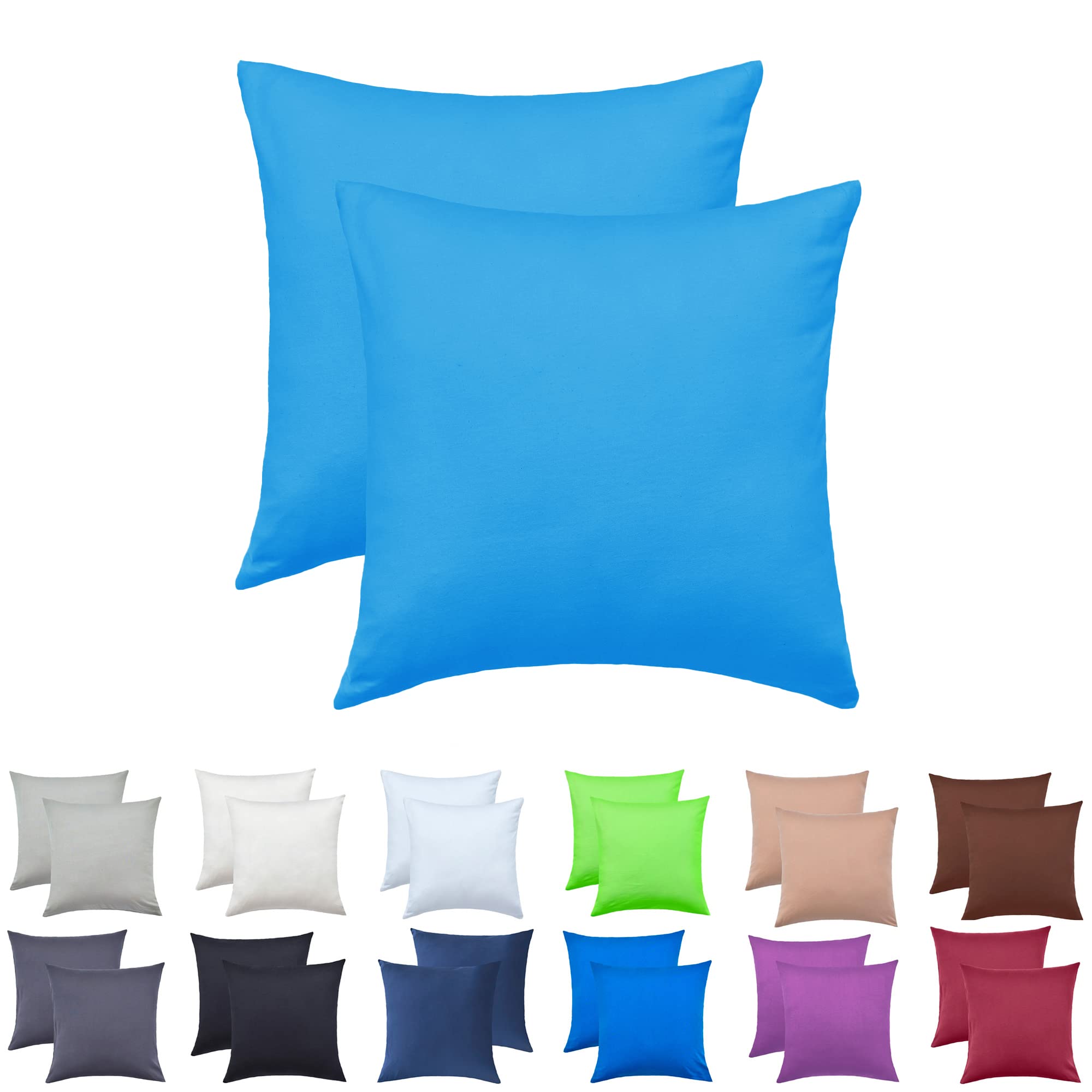 NatureMark Set of 2 Jersey Cushion Covers, Elastic, Soft, Breathable and Skin Friendly, Washable Cushion Cover, 80 x 80 cm