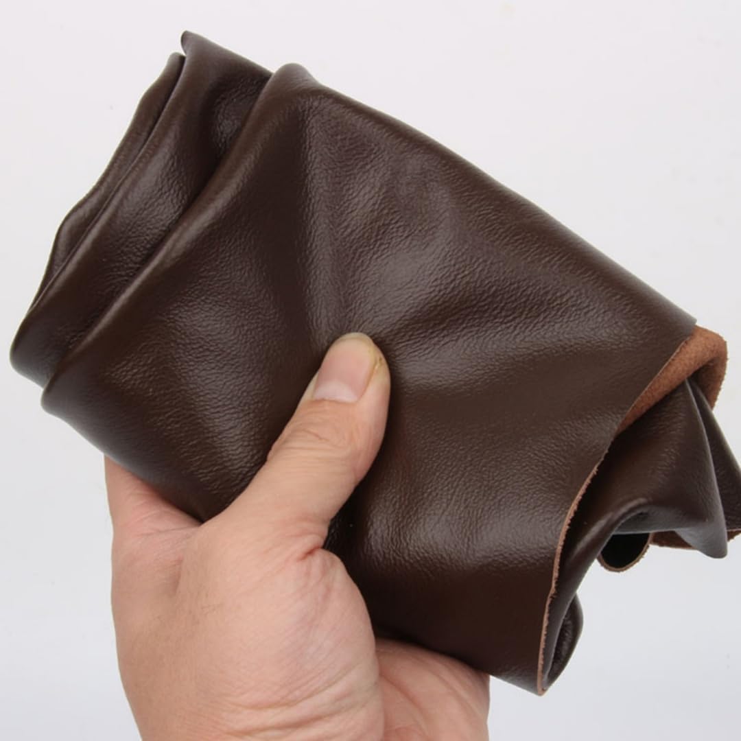 Pflanzlich gegerbter Lederzuschnitt für Handwerk und Reparaturen, Für Taschen, Gürtel, Etuis, Buchbinden, Polstern und kreative Projekte, Khaki, 40 x 80 cm