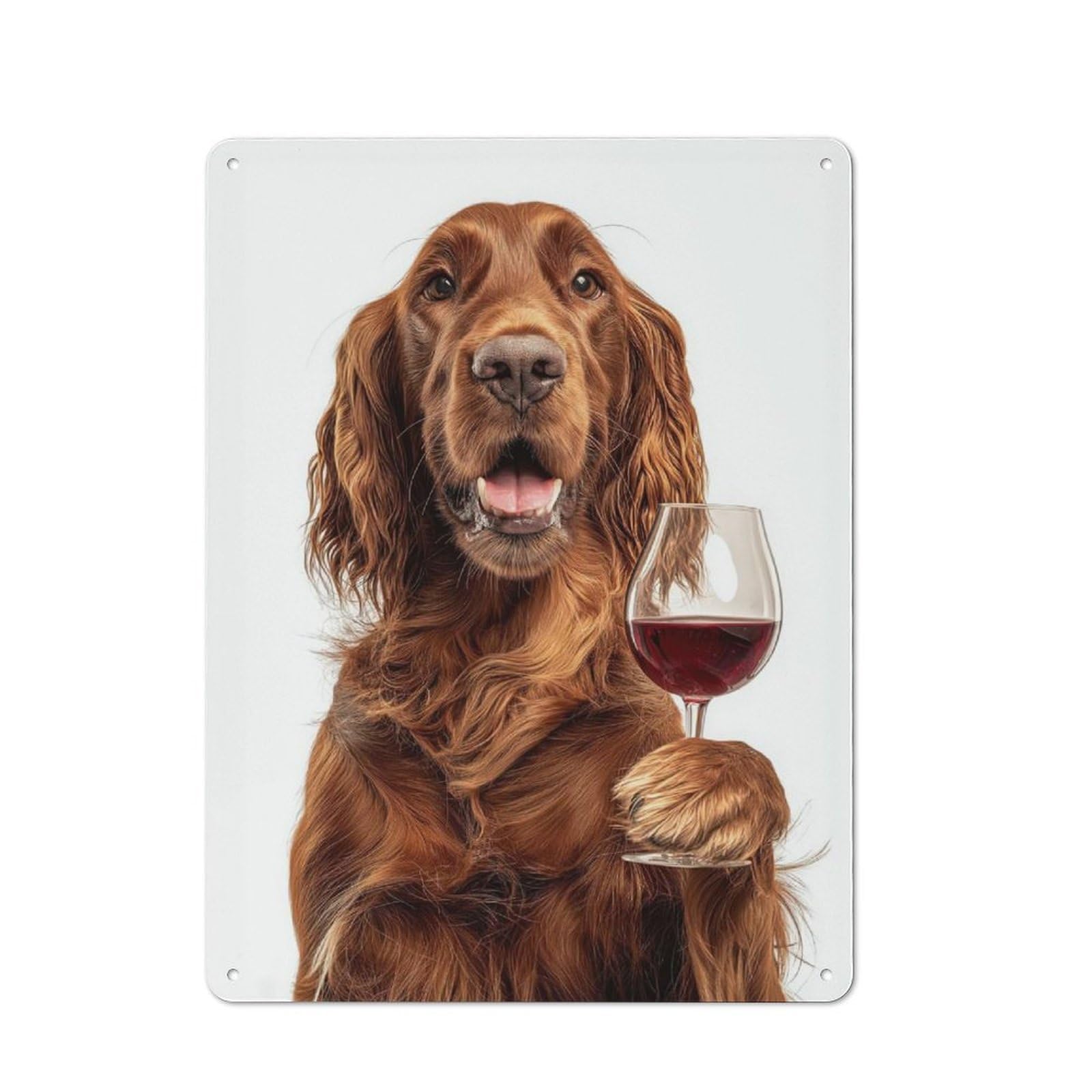 Junmoney Irish Setter With Wine Glass Urban Decorative Metal Plaque 40X30cm Featuring Loft Wall Plaque For Loft, Studio, Office Or Creative Room