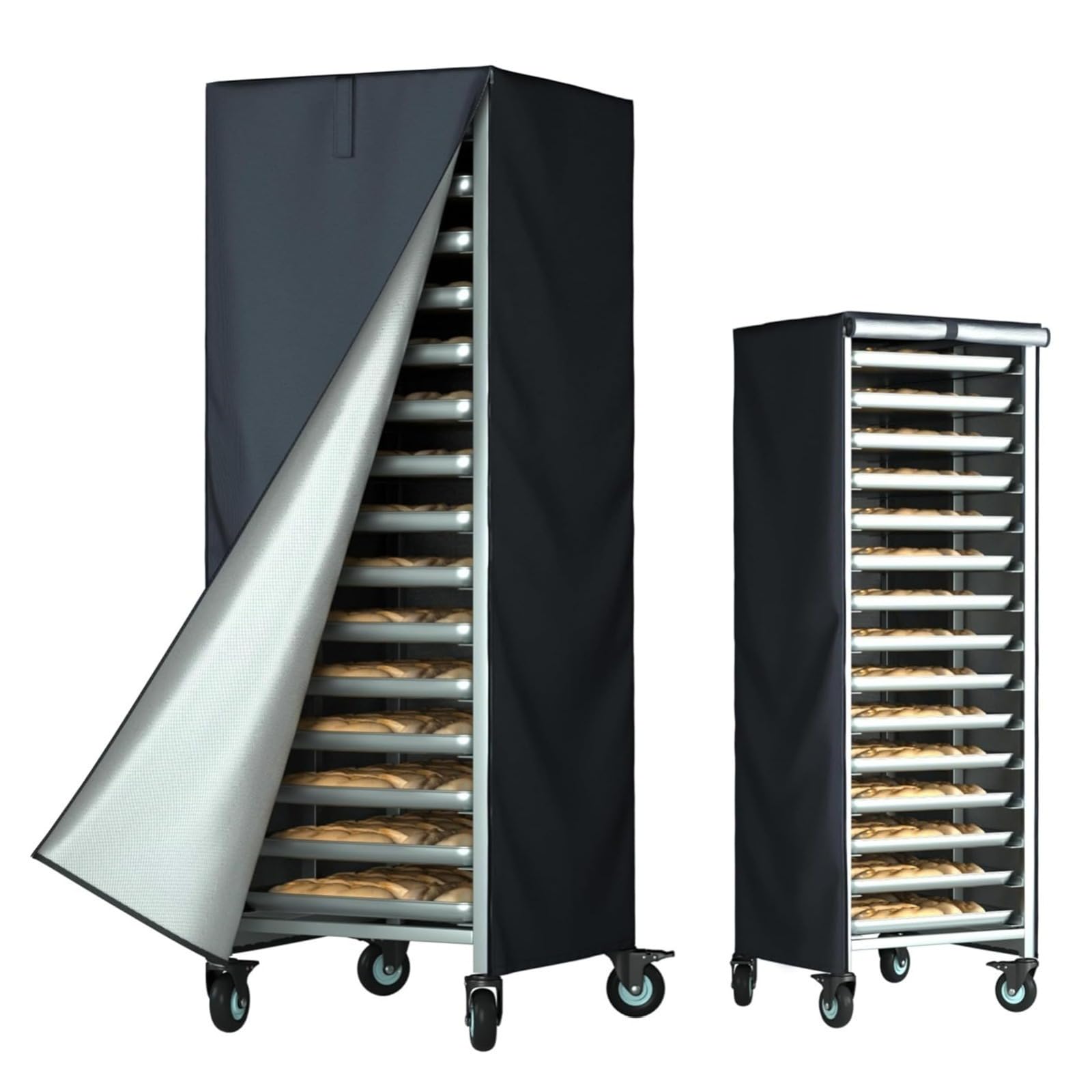 Copertura per Portapane e Teglie da Forno Impermeabile Antipolvere, Tessuto Oxford 420D con Cerniera e Design Ventilato per Uso Domestico e Ristorante (Nero)