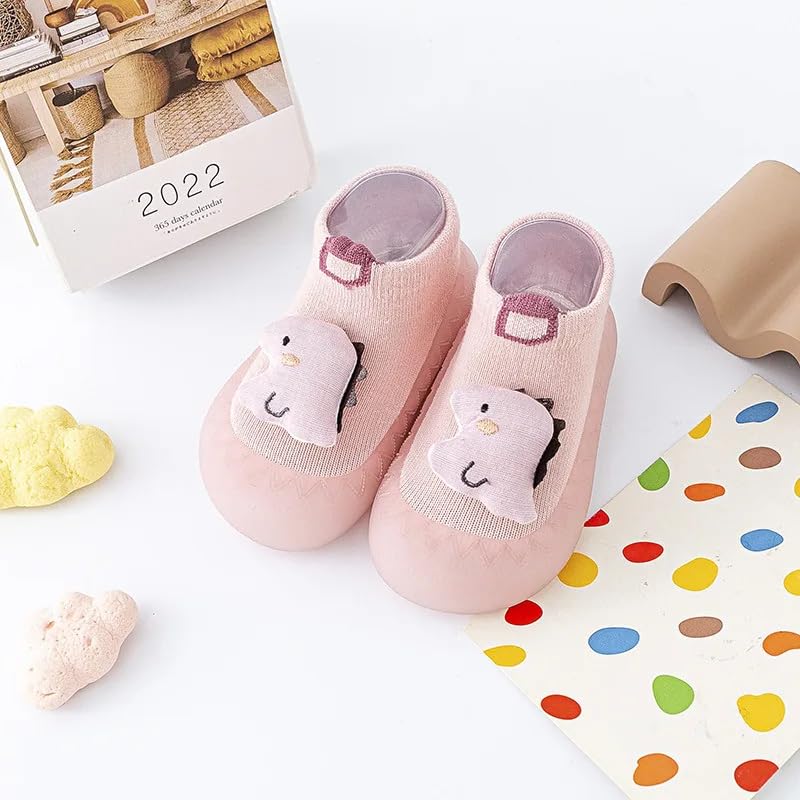 Bold N Elegant Baby Girl Boy Socks With Rubber Sole Infant Newborn Kids Floor Socks Shoes Anti Slip Soft Sole Socks Bootie (Baby Pink, UK Footwear Size System, Toddler, Age Range, Medium, 0 Months, 6 Months) 1