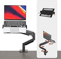 Vista 8 de Telescopic Stand for Laptop Display, with Stable Elevation Support, Black, Computer Bracket Adjustable Display Arm, Tablet Holder Desktop Clamp