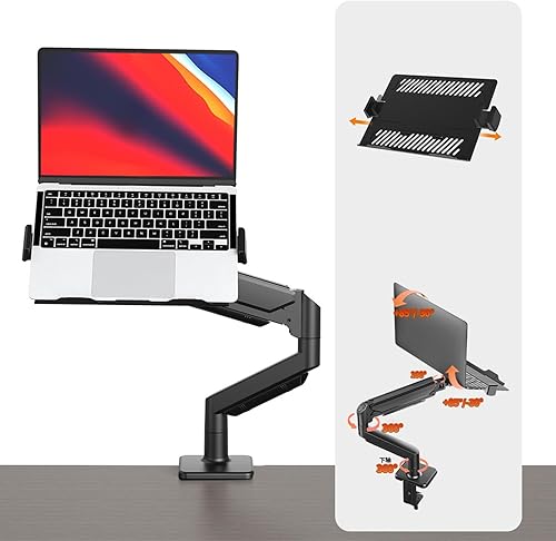 Miniatura 8 de Telescopic Stand for Laptop Display, with Stable Elevation Support, Black, Computer Bracket Adjustable Display Arm, Tablet Holder Desktop Clamp