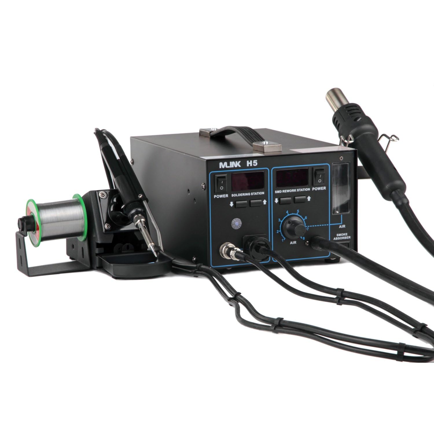 Mlink H5 Estación de Soldadura 2 en 1 Aire Caliente 700W y Soldador 60W SMD con Display LED 220V