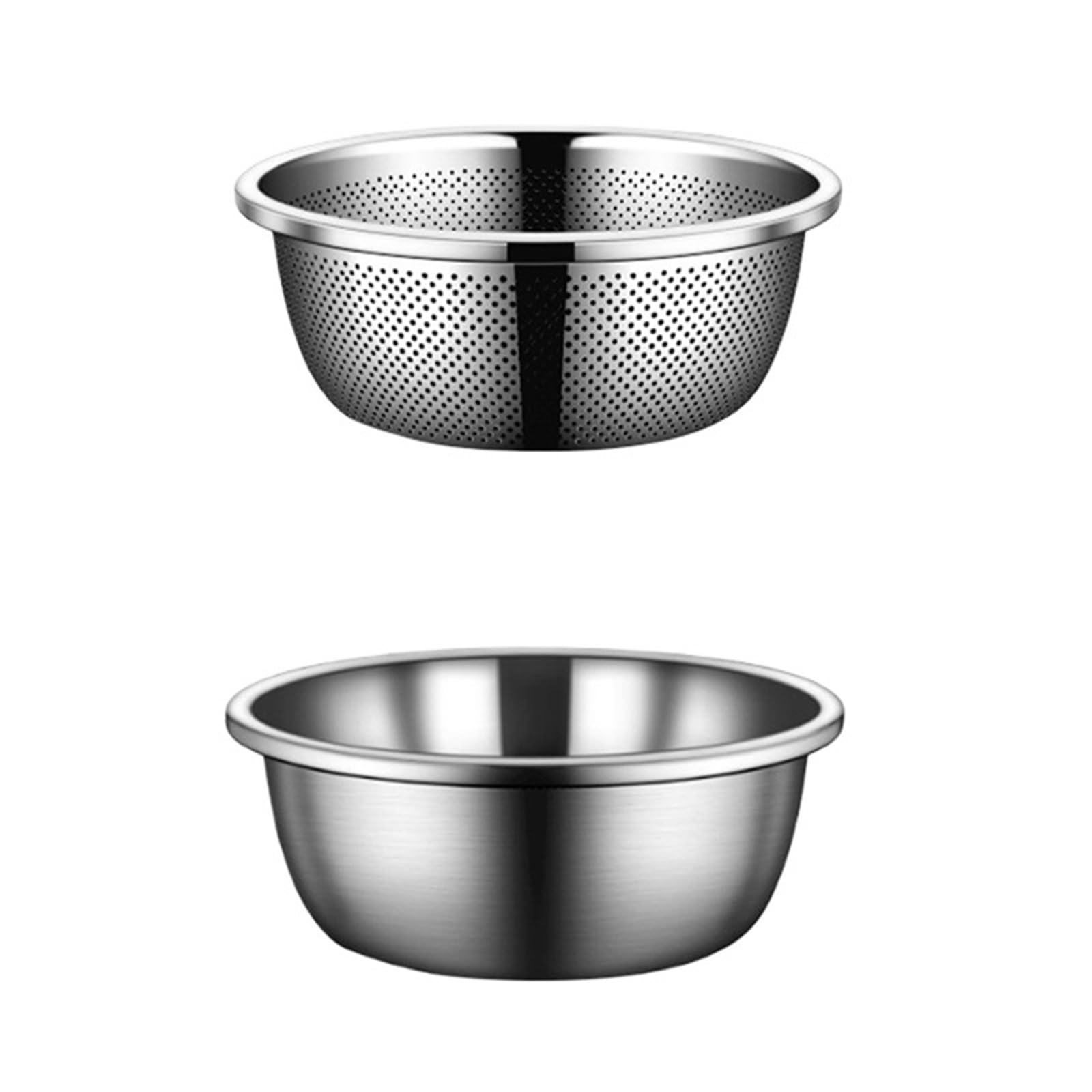 Colador De Arroz De Acero Inoxidable Colador de acero inoxidable con tazón for mezclar, juego colador 2 uds for lavar y escurrir arroz, frutas, verduras, fideos, Pasta cocida(22cm)