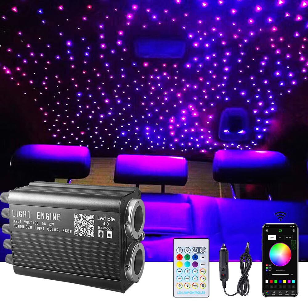 Twinkle Starlight Headliner Light,32W 1000pcs 13.1ft LED Star Ceiling Fiber Optic Light Kit APP/Remote Control for Car/Home/Party