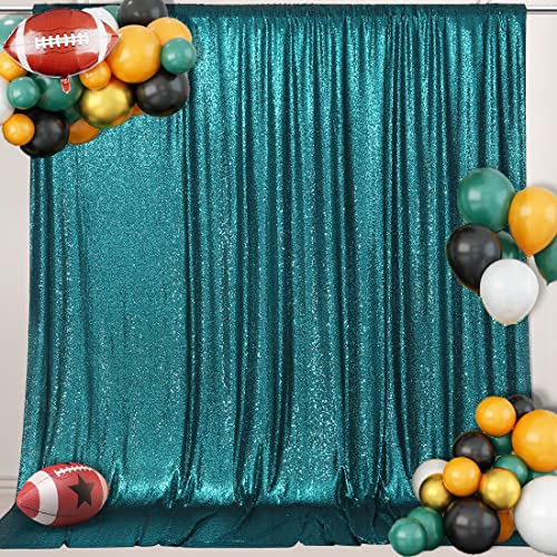 Image of PartyDelight Teal Sequin Backdrop 10x10ft 4 Inch Rod Pocket | Dense 3mm sequins on mesh backing with 4 inch rod pocket for large wedding walls group photos stages and reception displays
