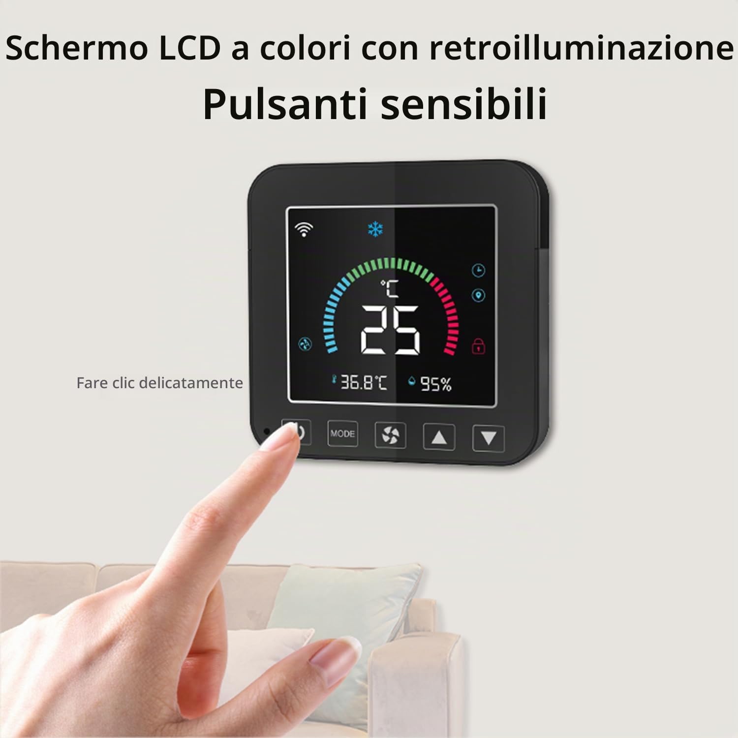 Smart termostato per condizionatore d'aria: termostato WiFi per casa, termostato programmabile con sensore di temperatura e umidità, controllo IR intelligente per AC portatile, AC da finestra e pompe