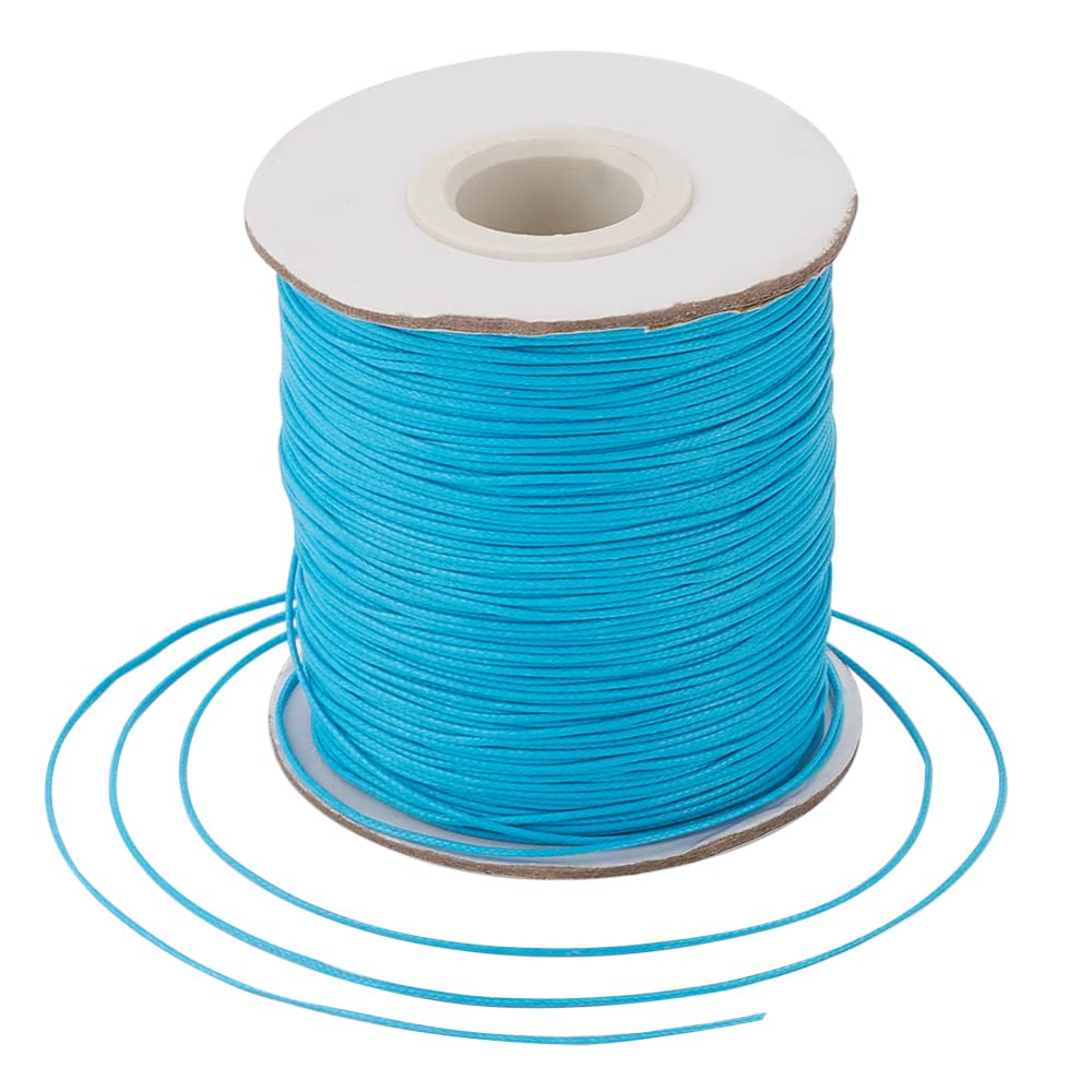 Bestewelry 185 Yards 0.5mm Waxed Polyester Cord Thread Waxed Beading Strings for Jewelry Bracelet Making Macrame Leather Sewing, Deep Sky Blue
