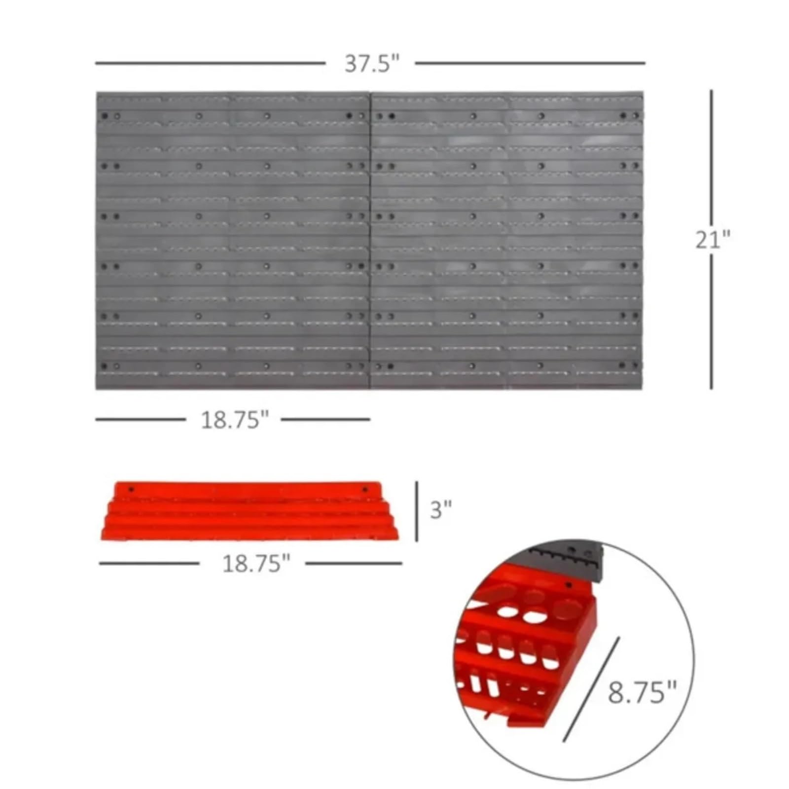Organizador de herramientas con panel perforado y estantes. for almacén