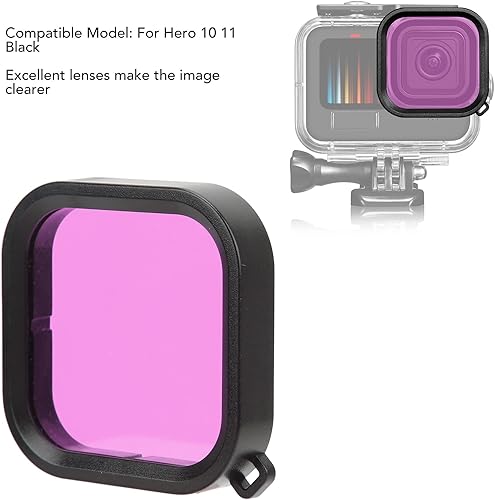 Miniatura 3 de Filtros de buceo de cámara submarina para Gopro para 10 11 Negro, filtros de buceo con carcasa impermeable y cordón para varias condiciones de video