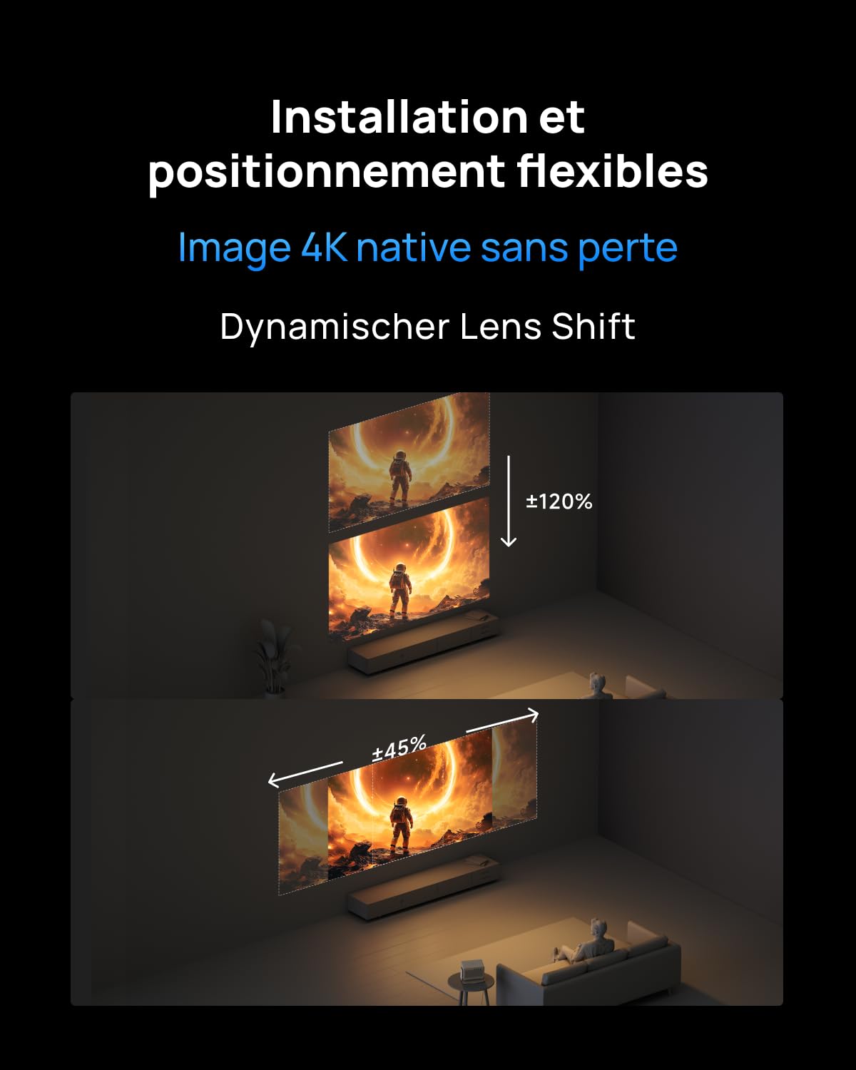 XGIMI Horizon 20 Max 4K Triple Laser + Support Plafond 2026, 5700 ISO lumens, 1ms/240Hz Gaming VRR, Google TV Netflix, IMAX Enhanced Dolby Vision, Kit Home Cinéma