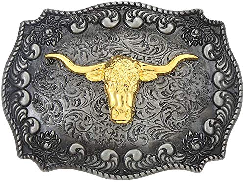 Texas Bull Skull Head Belt Buckle, Longhorn Bull Belt Buckle, Rodeo Bull Belt Buckle, Western Cowboy Belt Buckleâ€¦ (One Size, C)